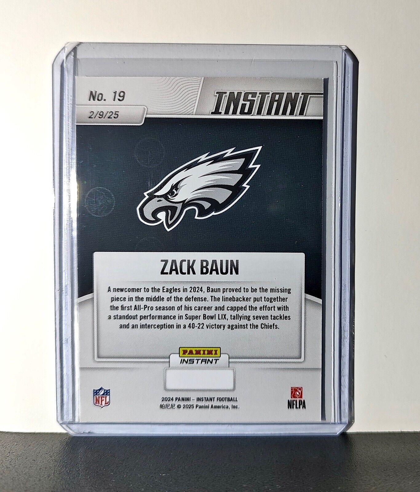 Zach Baun 2024 Panini Super Bowl LIX Champions NFL #19 Football Card Eagles