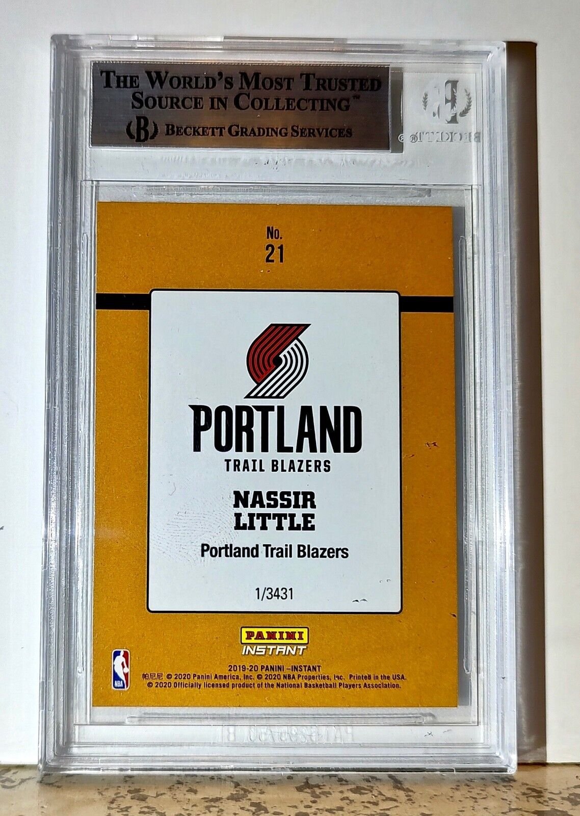 Nassir Little 2019-20 Panini NBA #21 Rated Rookies 1/3431 BGS 8.5 Trail Blazers