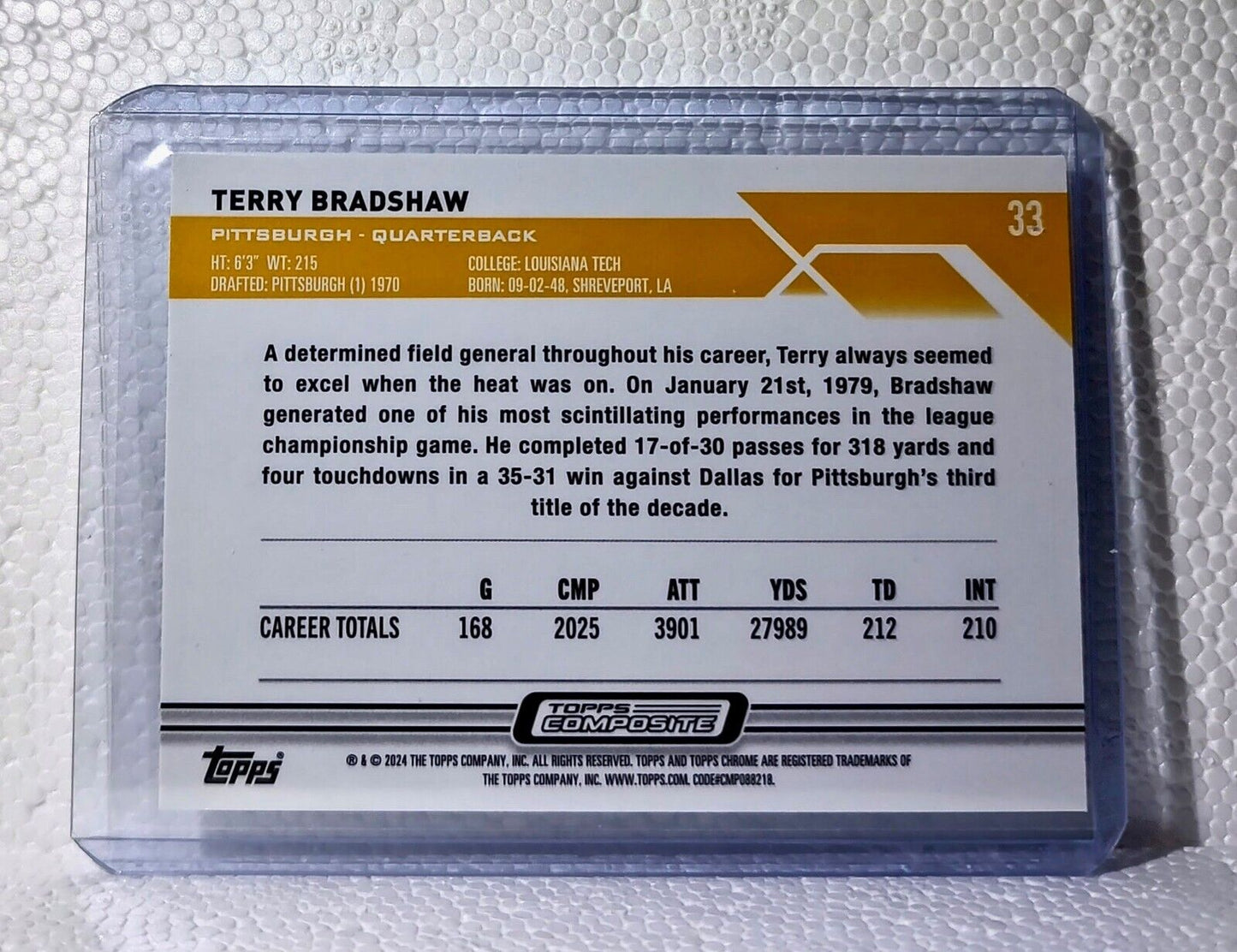 Terry Bradshaw 2023 Topps Chrome NFL #33 Football Card Pittsburgh Steelers