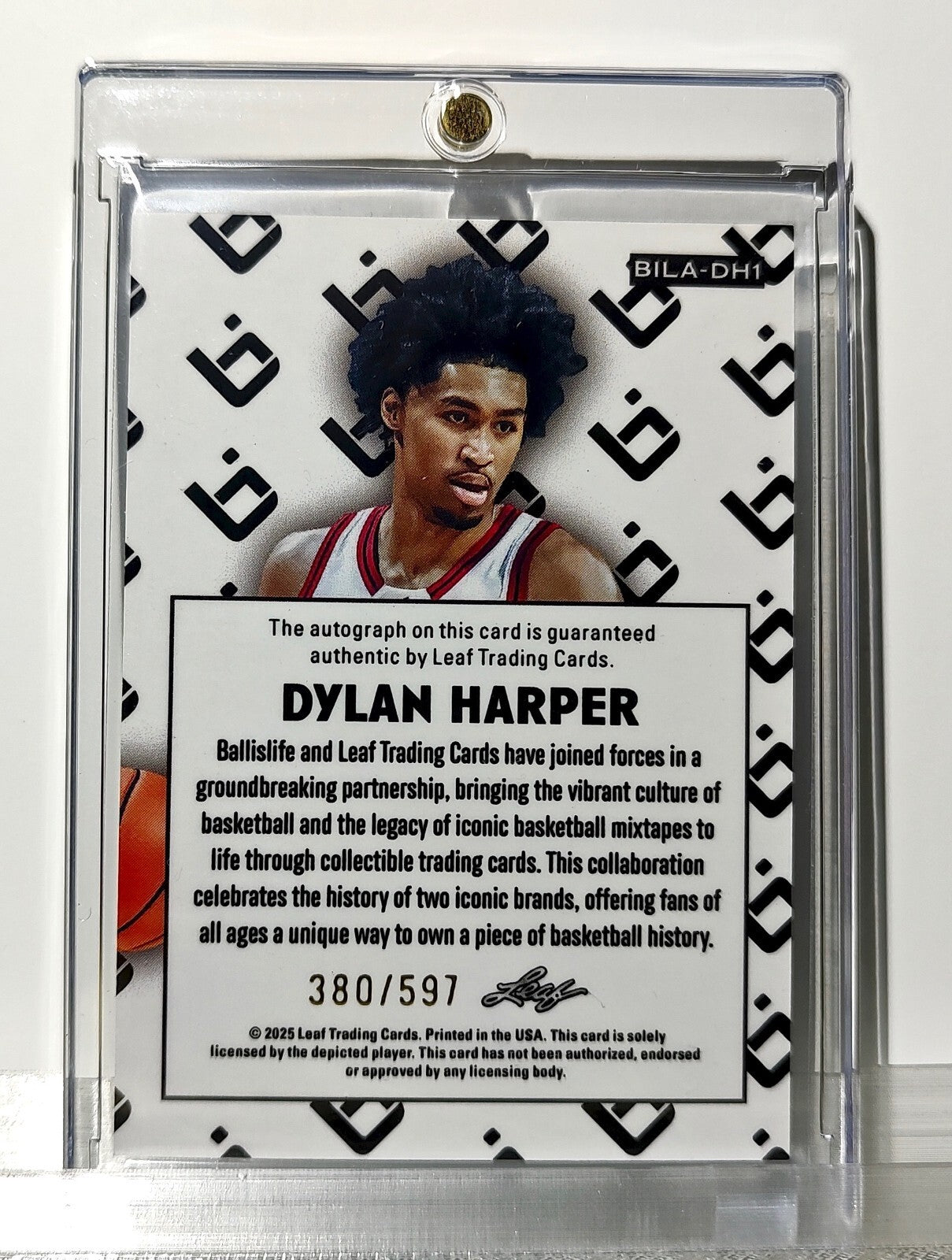 Dylan Harper Autograph 2025 Leaf #BILA-DH1 Signed Basketball Card 380/597