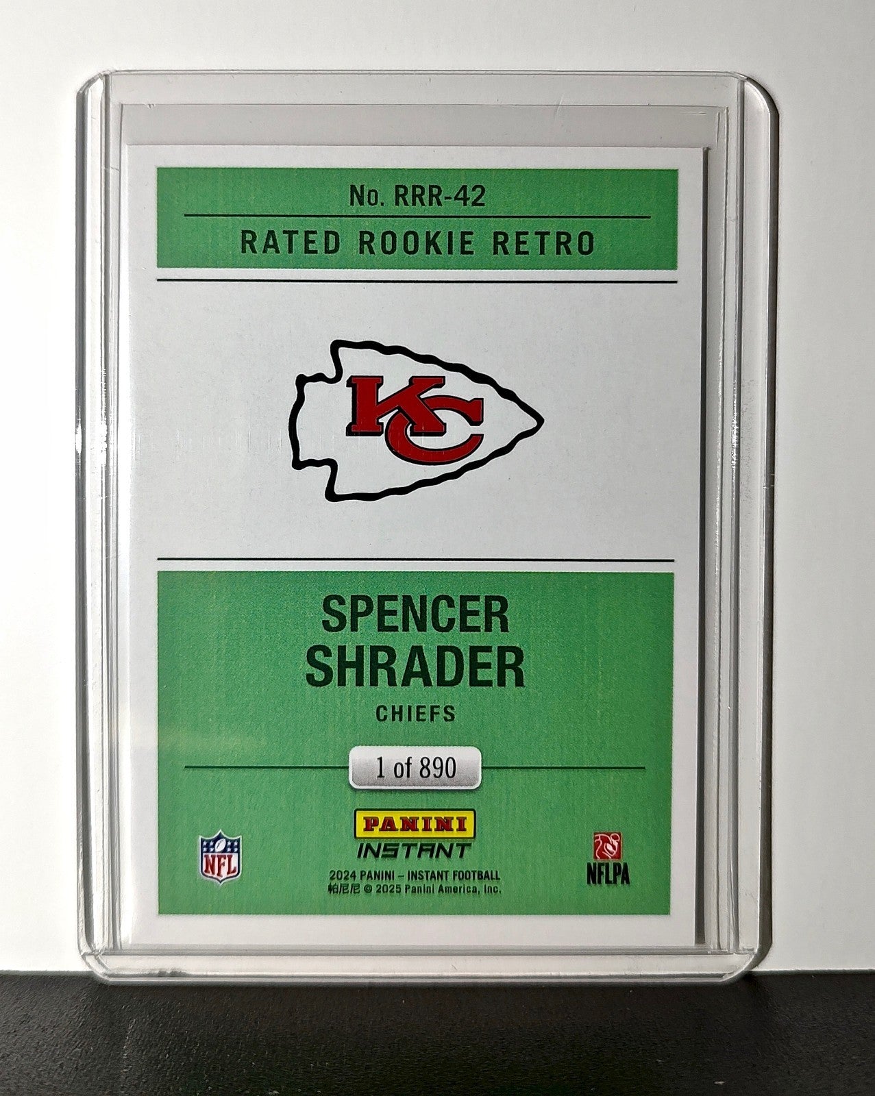 Spencer Shrader Rookie 2024 Panini Rated Rookie Retro NFL #42 KC Chiefs 1 of 890