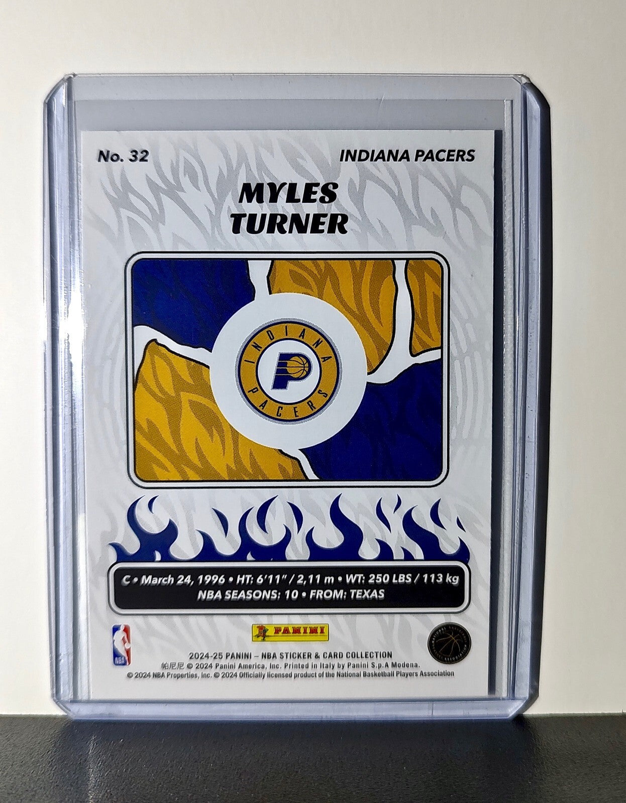 Myles Turner 2024-25 Panini NBA #32 Foil Sticker Card Indiana Pacers