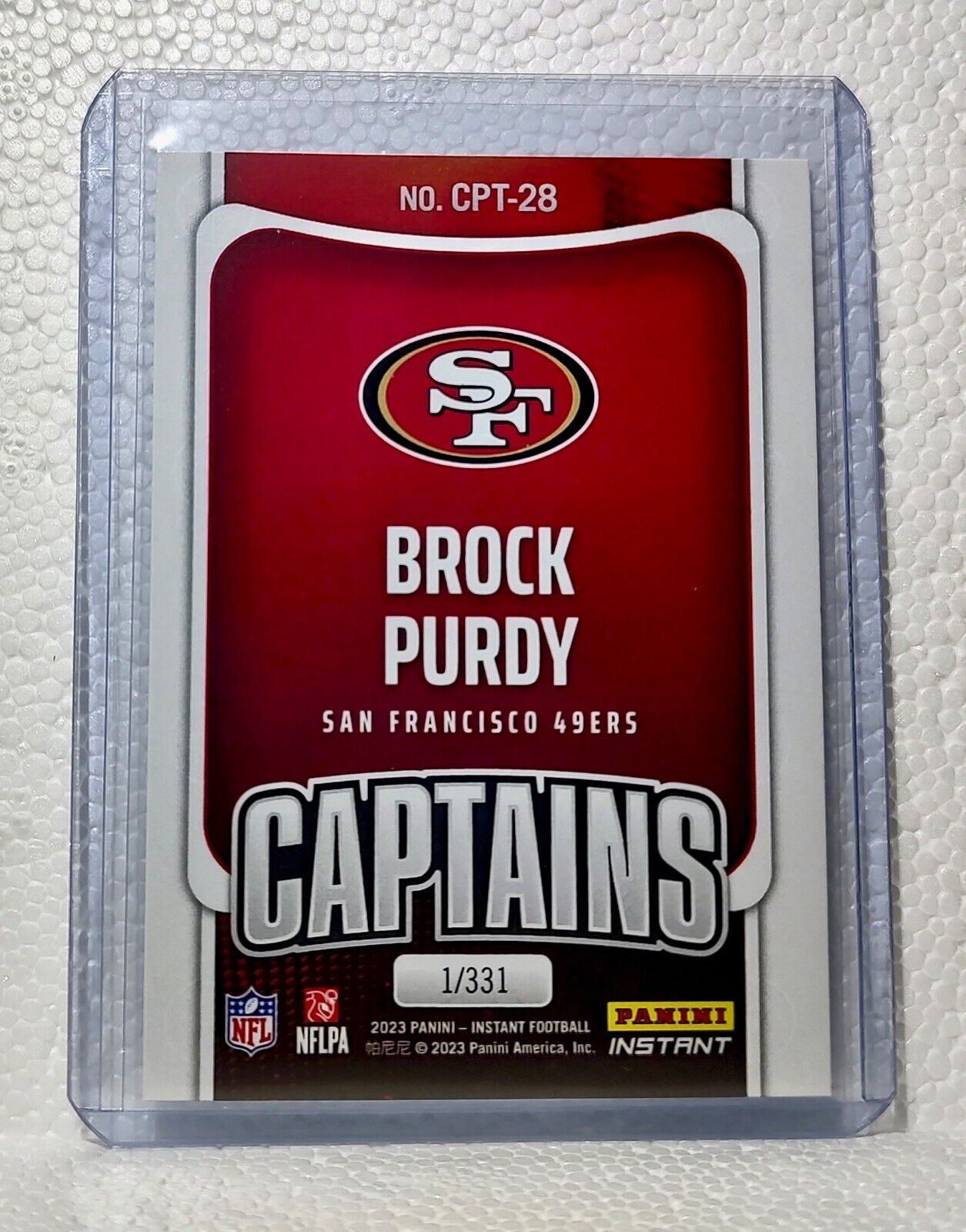 Brock Purdy 2023 Panini NFL Captain #28 Football Card San Francisco 49ers 1/331