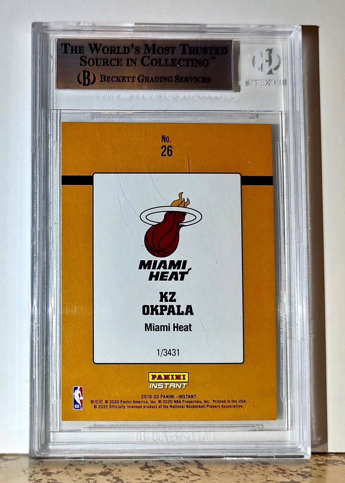 KZ Okpala 2019-20 Panini NBA #26 1989 Rated Rookies Card 1/3431 BGS 9 Mint Heat