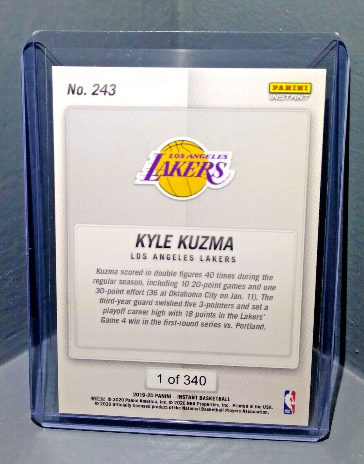 Kyle Kuzma 2019-2020 Panini NBA Instant Lakers #243 Basketball Card 1 of 340