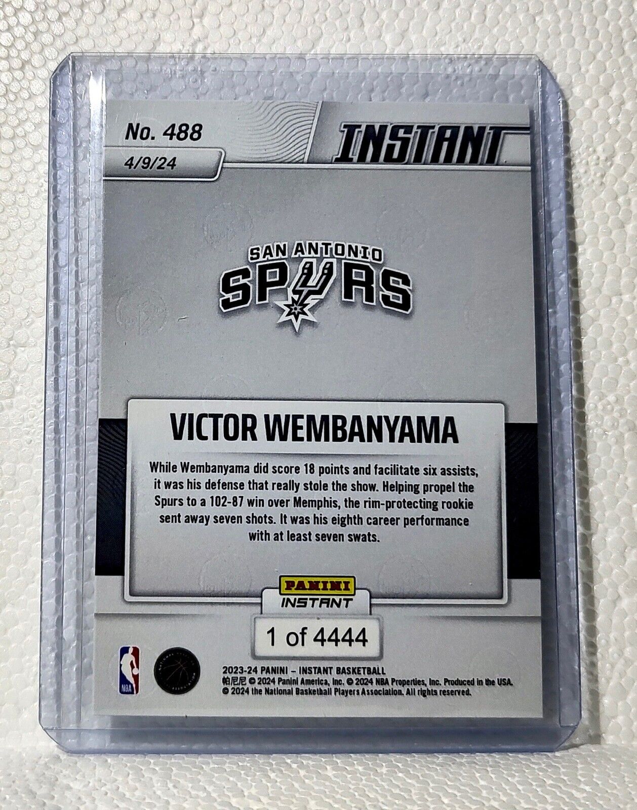 Victor Wembanyama 2023-24 Panini #488 NBA Rookie Card 1 of 4444