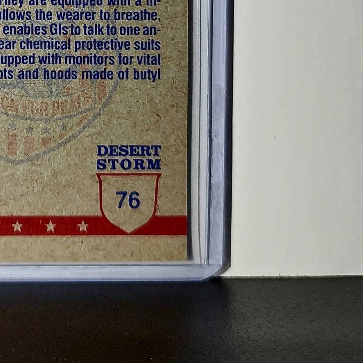 Wearing the Gas Mask 1991 Topps Desert Storm #76 Card