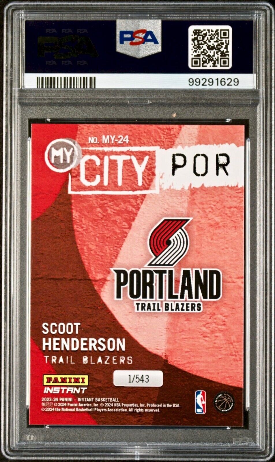 Scoot Henderson 2023 Panini MyCity Rookie NBA #MY-24 Basketball Card PSA 10 Gem