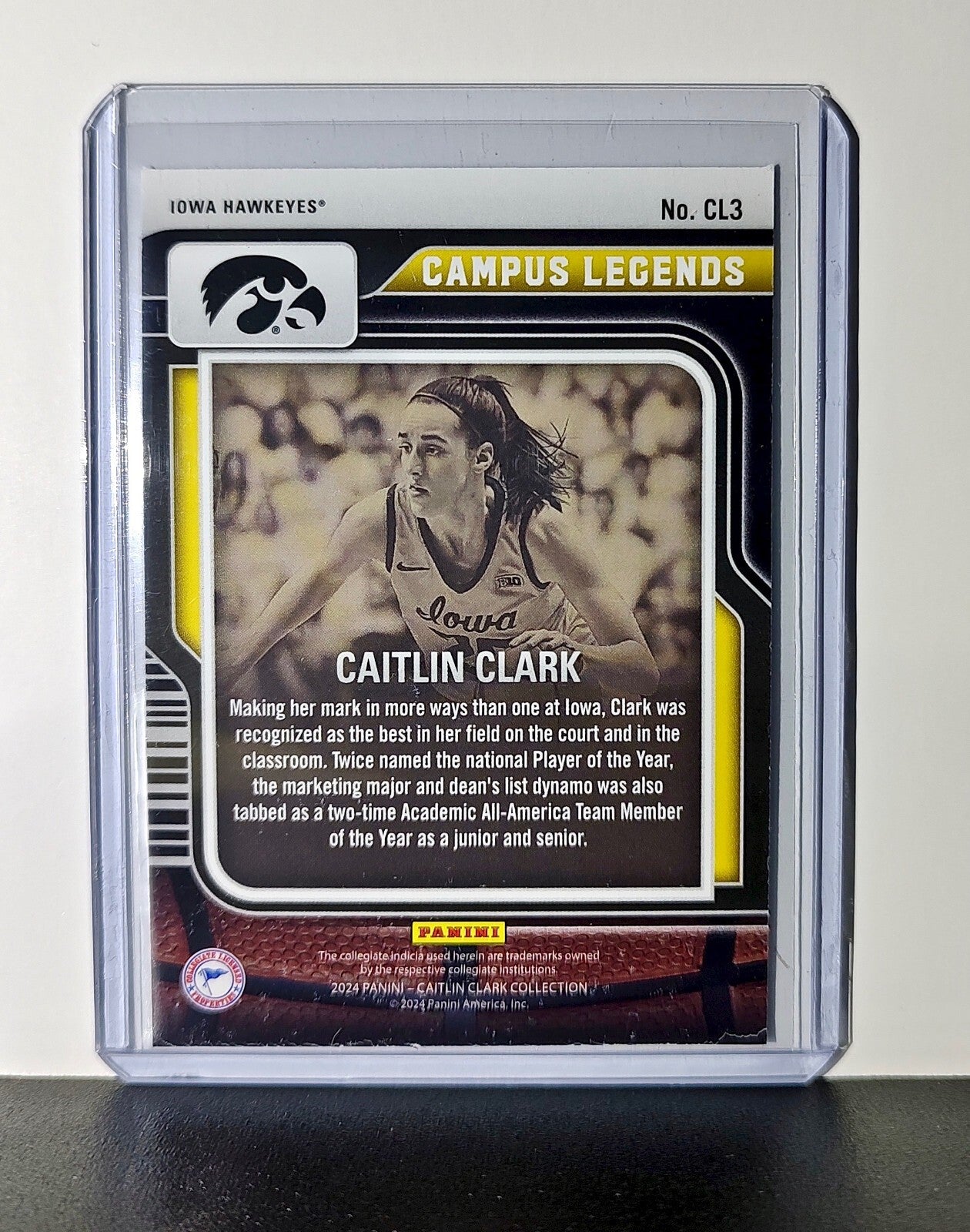 Caitlin Clark 2024 Silver Foil Panini Campus Legends #CL3 Card Iowa Hawkeyes