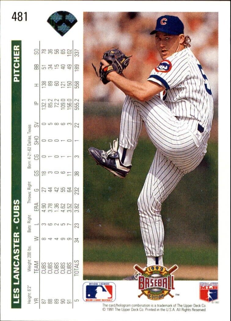 Les Lancaster 1992 Upper Deck MLB #481 Baseball Card Chicago Cubs