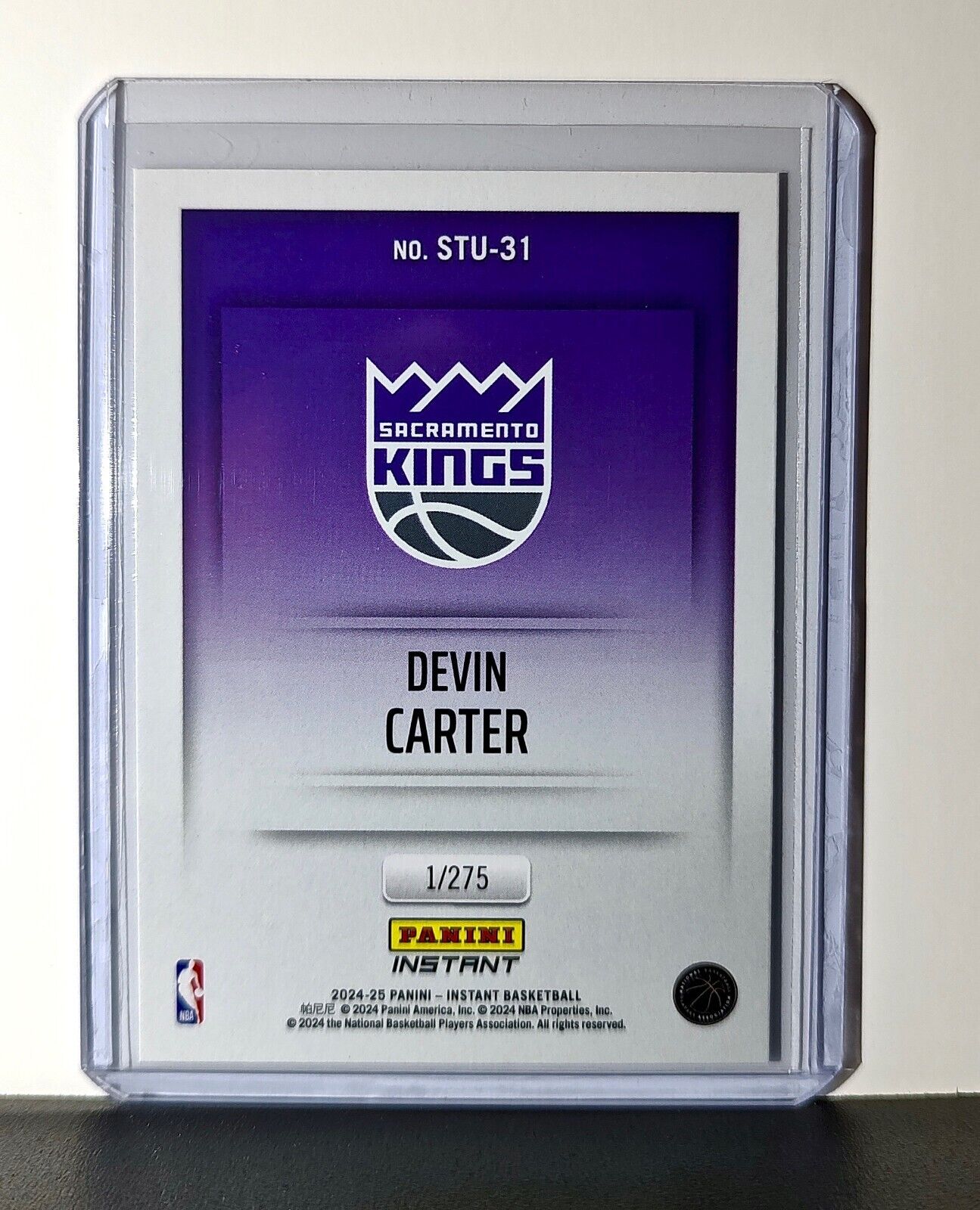 Devin Carter 2024-25 Panini NBA Studio #31 Rookie Card Sacramento Kings 1/275