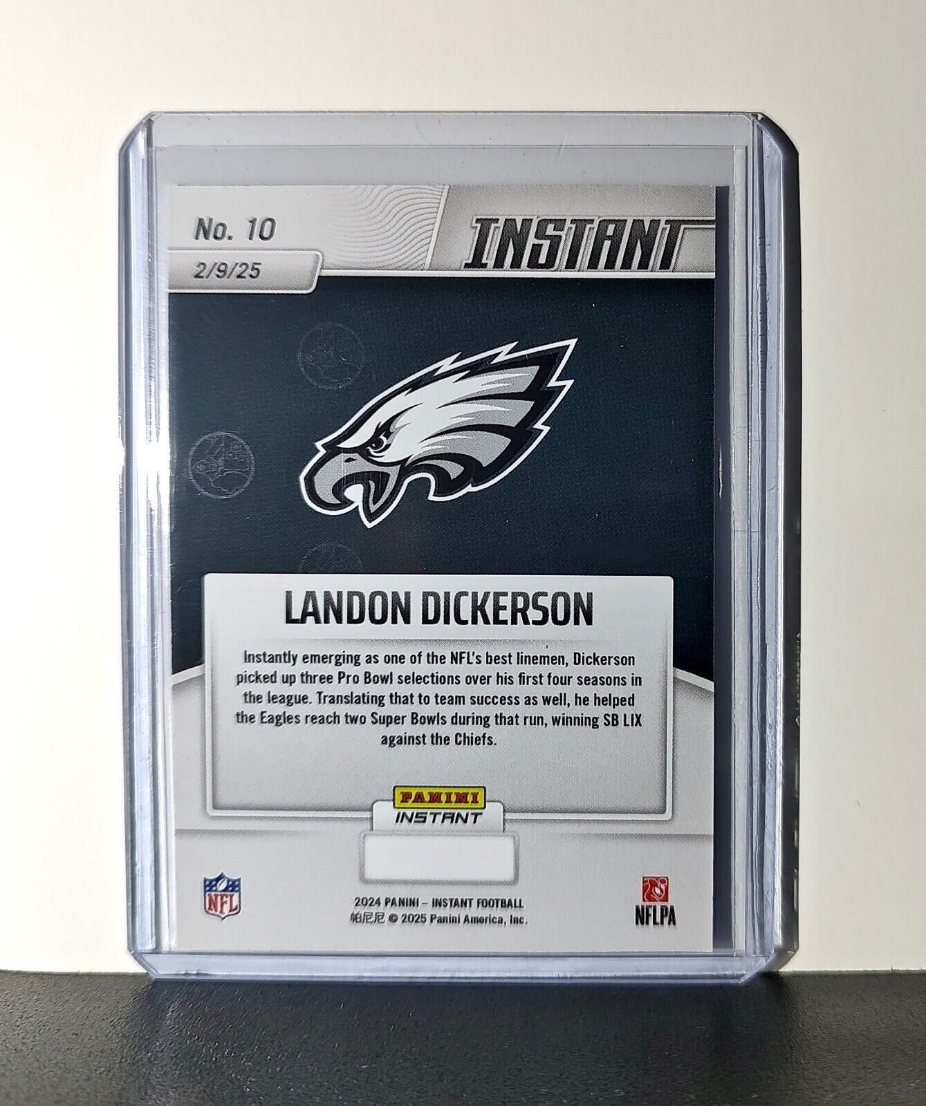 Landon Dickerson 2024 Panini Super Bowl LIX Champions NFL #10 Football Card