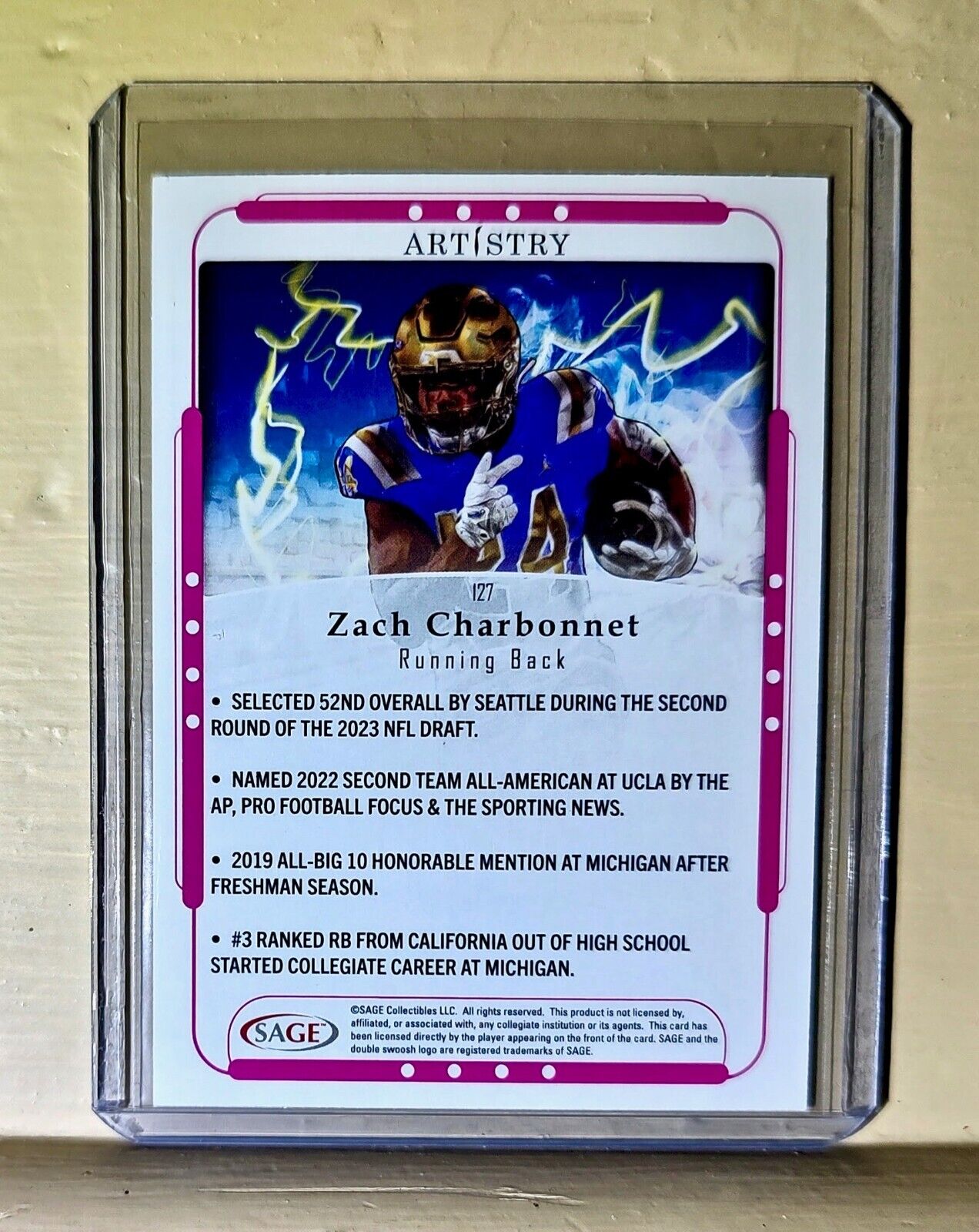 Zach Charbonnet 2023 SAGE NFL Artistry Football #127 Card