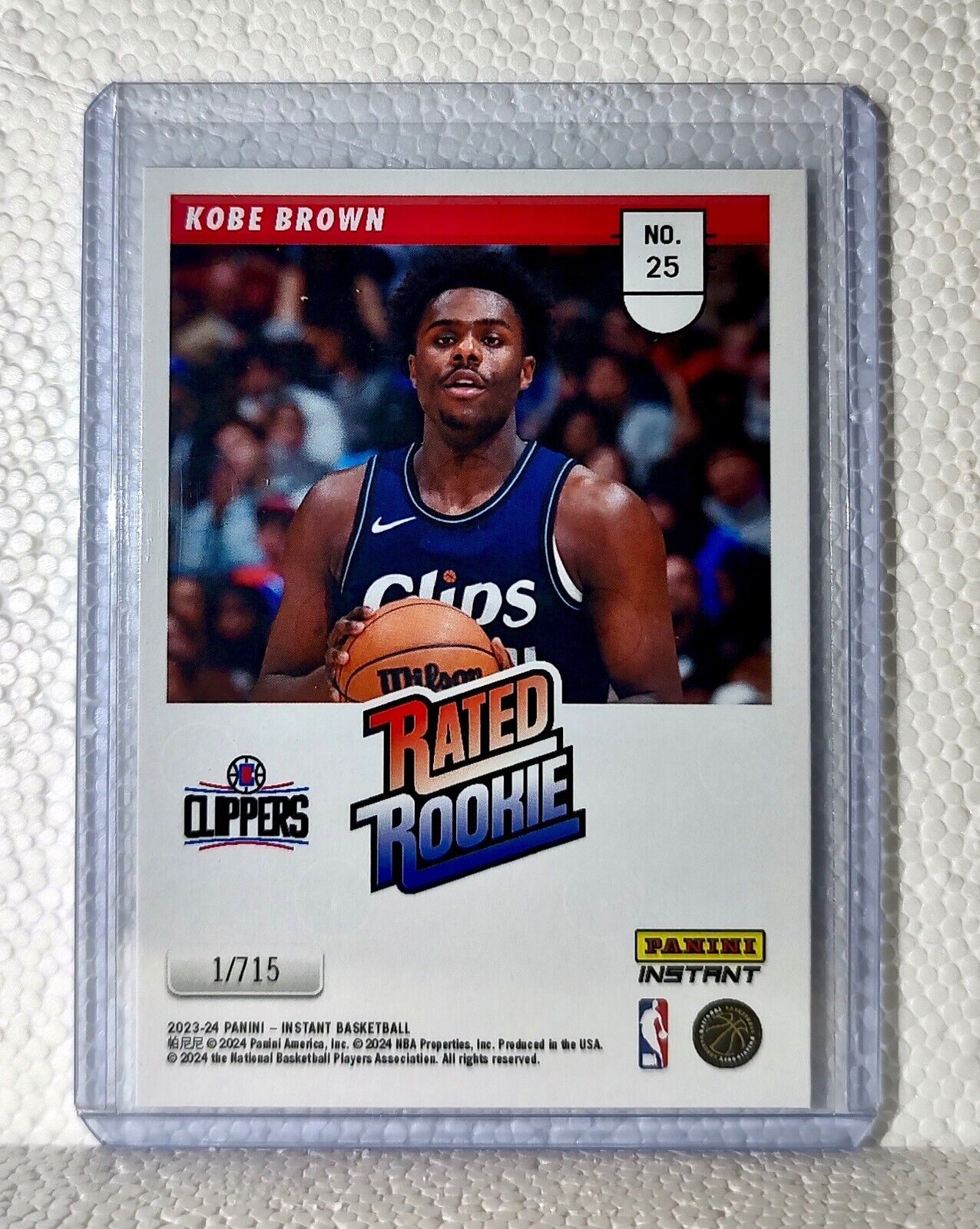 Kobe Brown 2023-24 Panini NBA #25 Rated Rookie Retro Card LA Clippers 1/715
