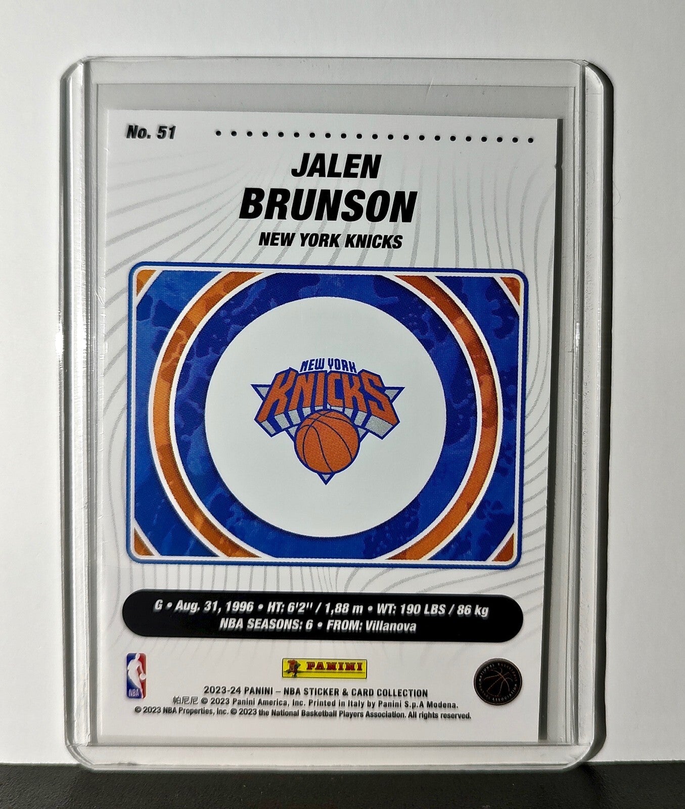 Jalen Brunson 2023-24 Panini NBA Basketball #51 Card New York Knicks
