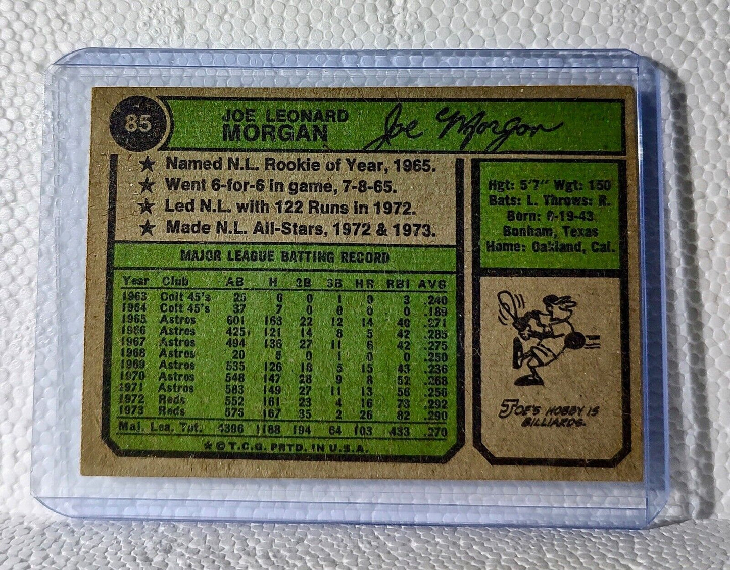 Joe Morgan 1974 Topps MLB #85 Baseball Card Cincinnati Reds