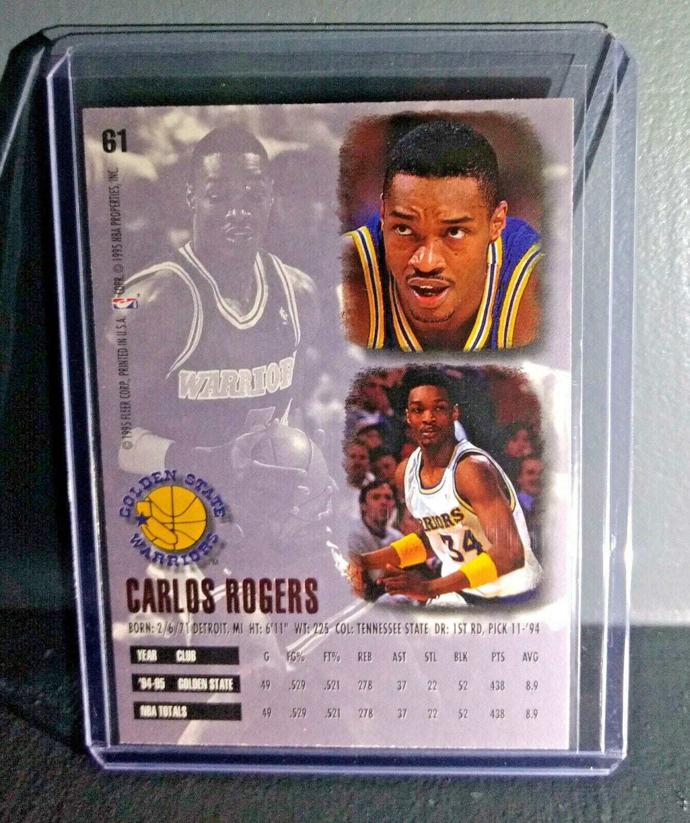 1995-96 Carlos Rogers Fleer Ultra #61 Basketball Card