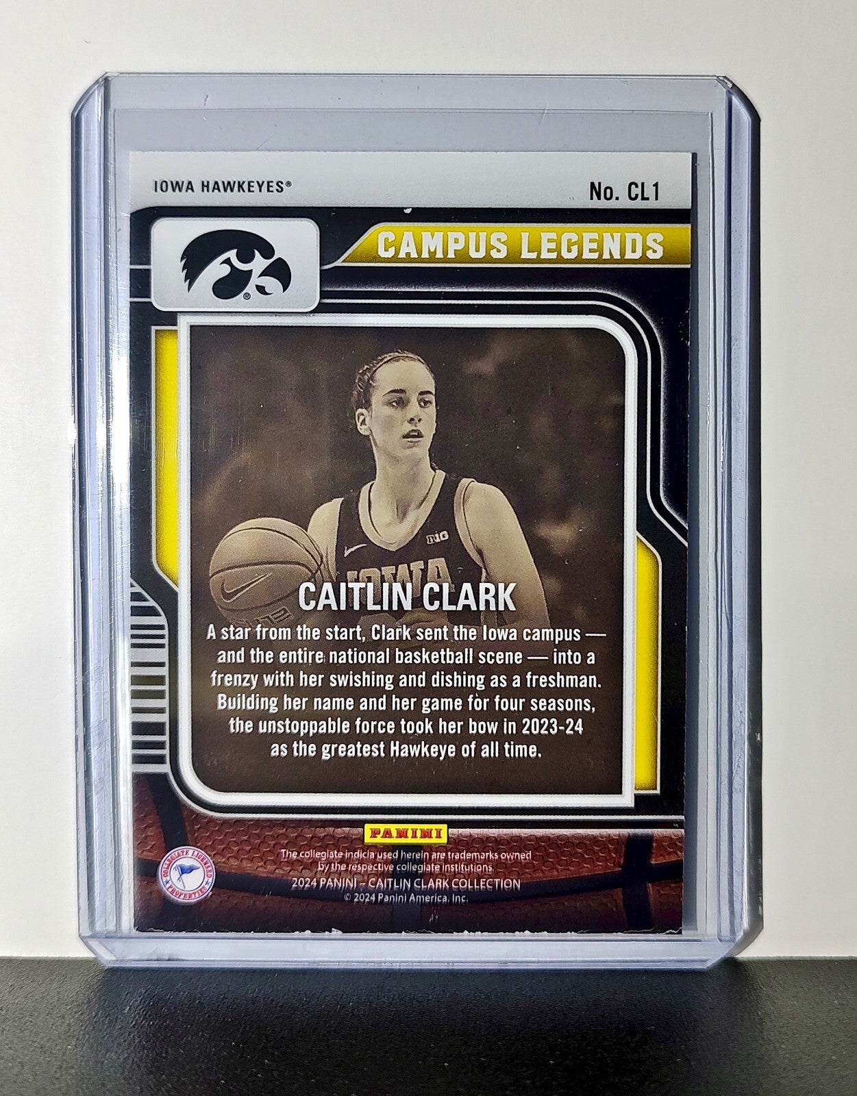 Caitlin Clark 2024 Silver Foil Panini Campus Legends #CL1 Card Iowa Hawkeyes