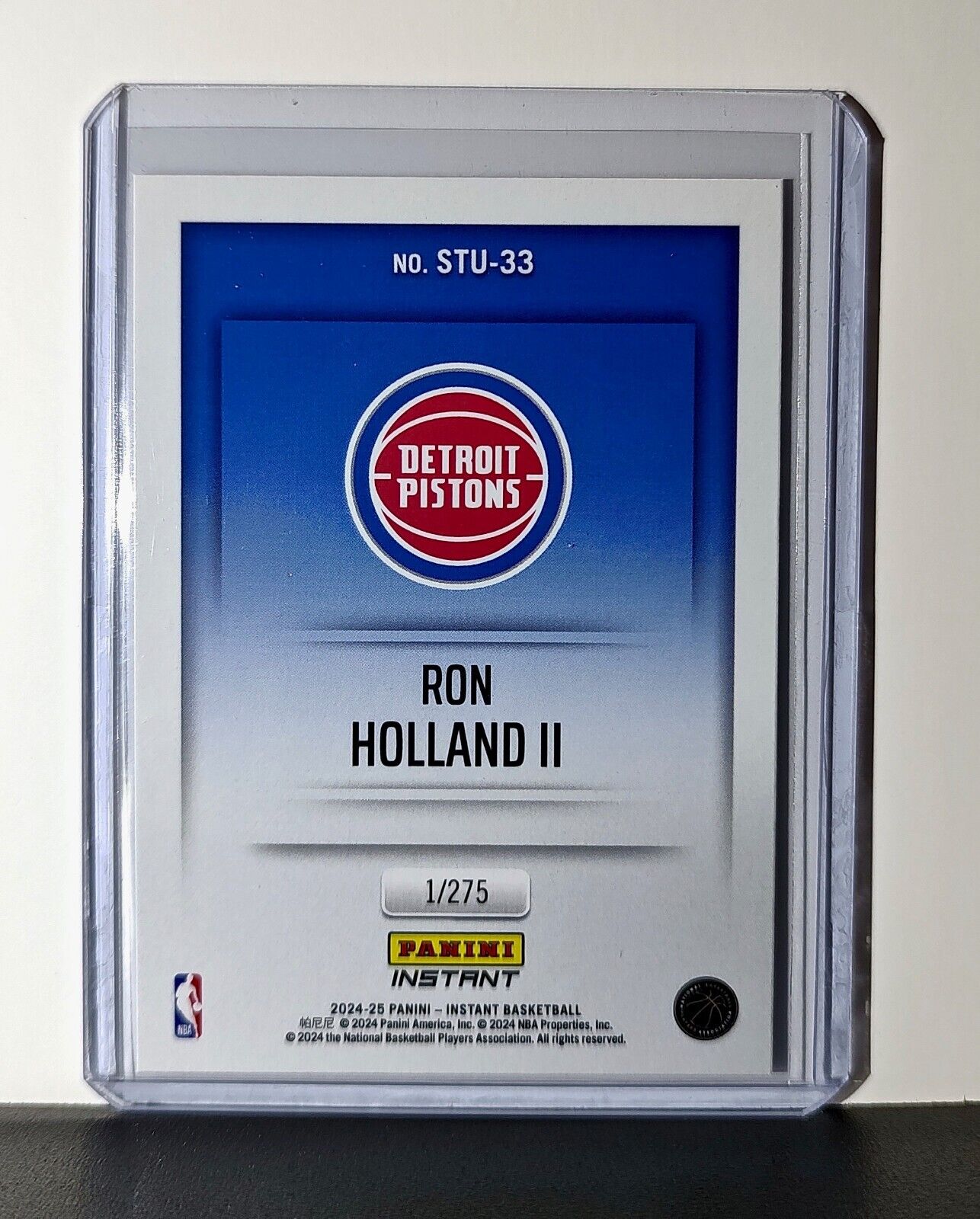 Ron Holland II 2024-25 Panini NBA Studio #33 Rookie Card Detroit Pistons 1/275