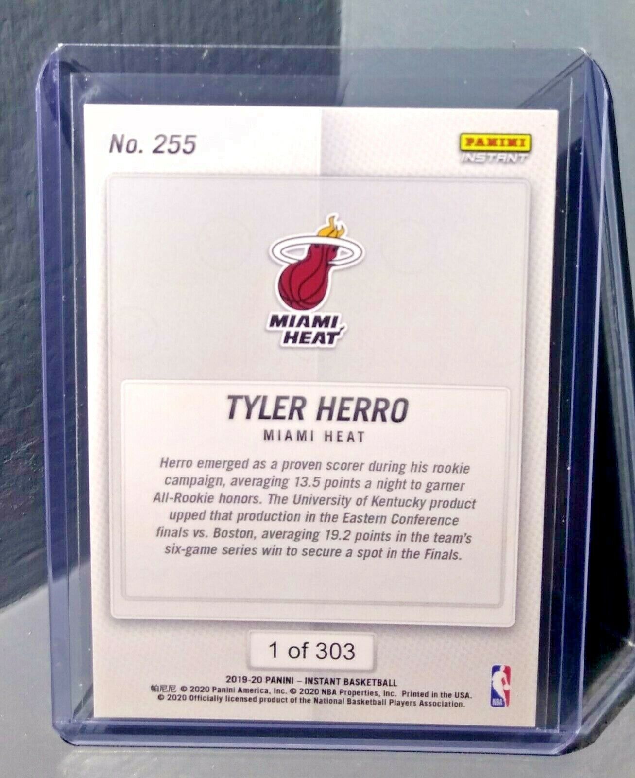 Tyler Herro 2019-2020 Panini NBA Instant Heat #255 Rookie Card 1 of 303