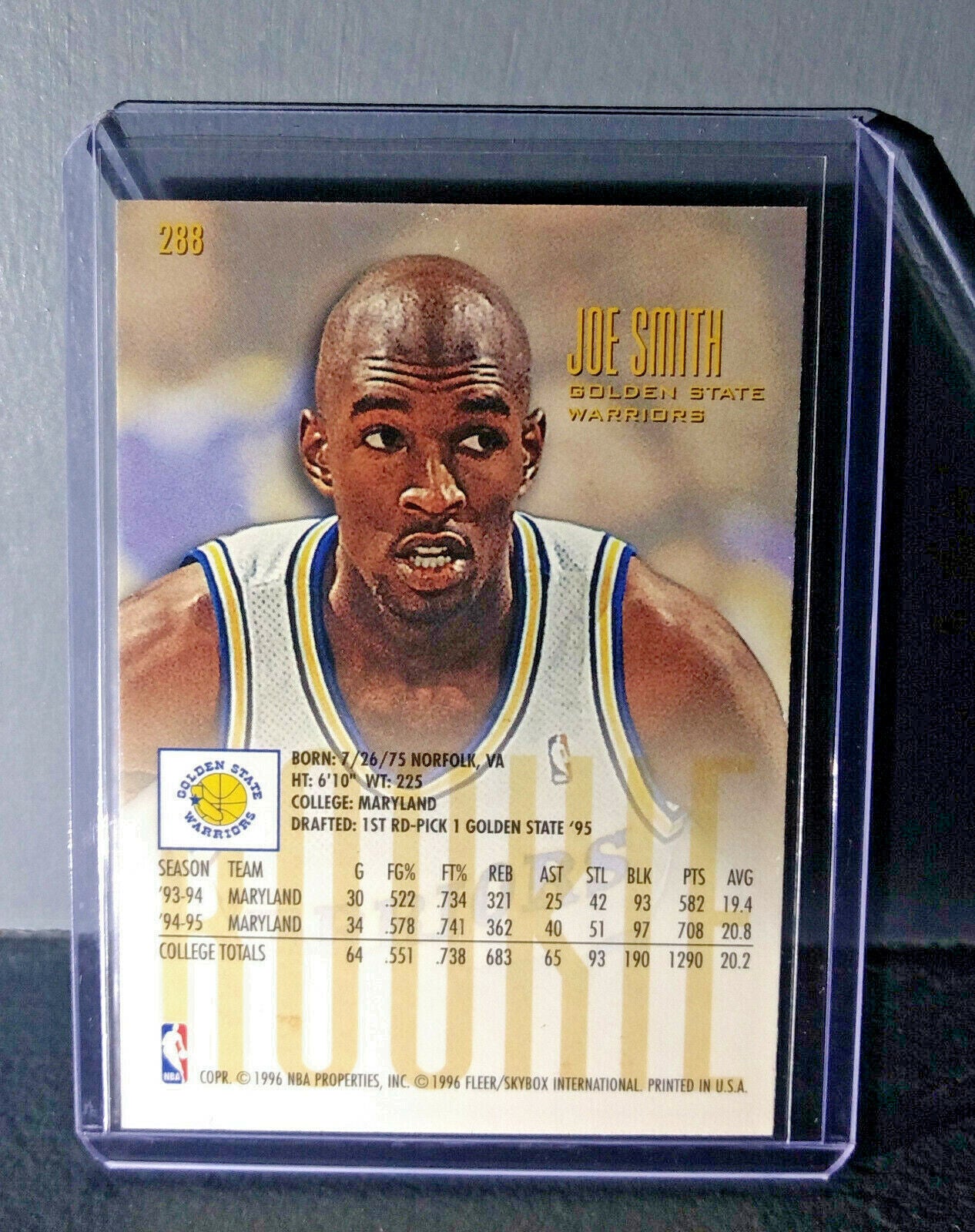 1995-96 Joe Smith #288 Fleer Ultra Rookie Basketball Card