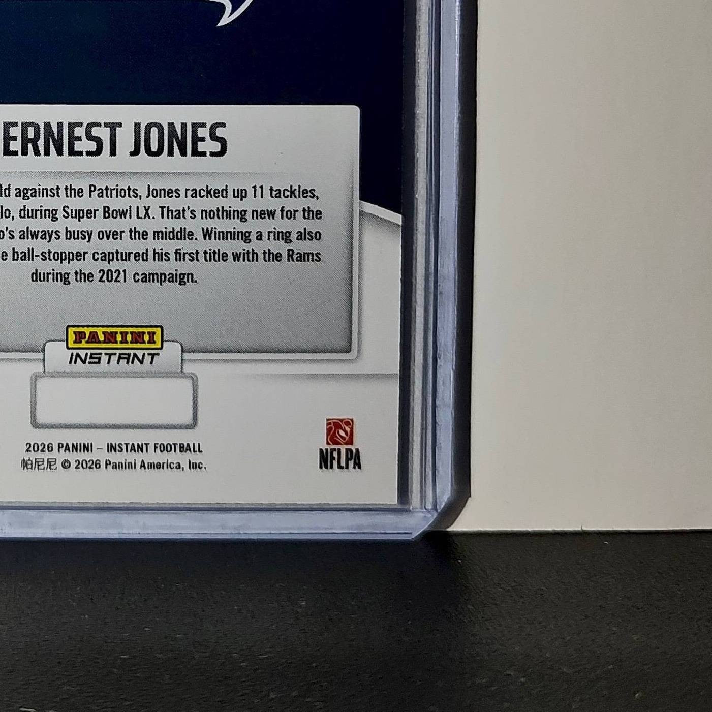 Ernest Jones 2026 Panini NFL Super Bowl LIX Champions #20 Card Seattle Seahawks
