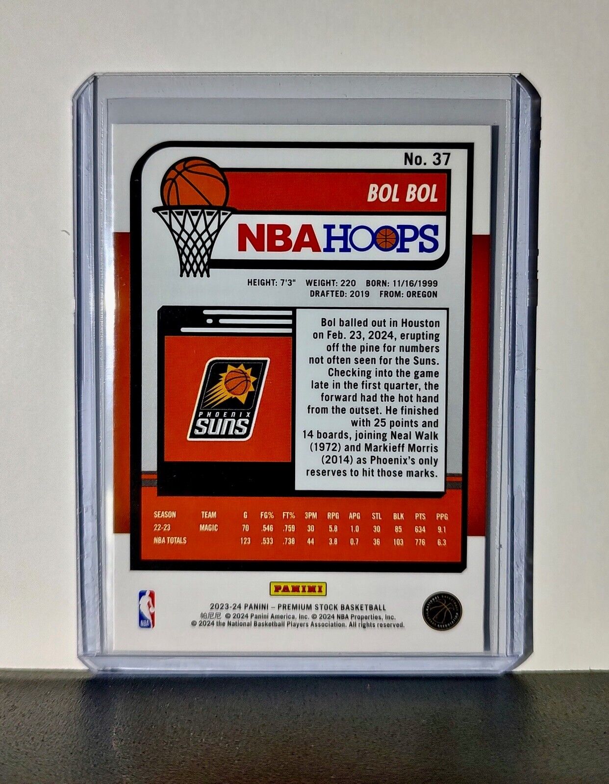 Bol Bol 2023-24 Panini Premium Stock NBA Hoops #37 Card Phoenix Suns