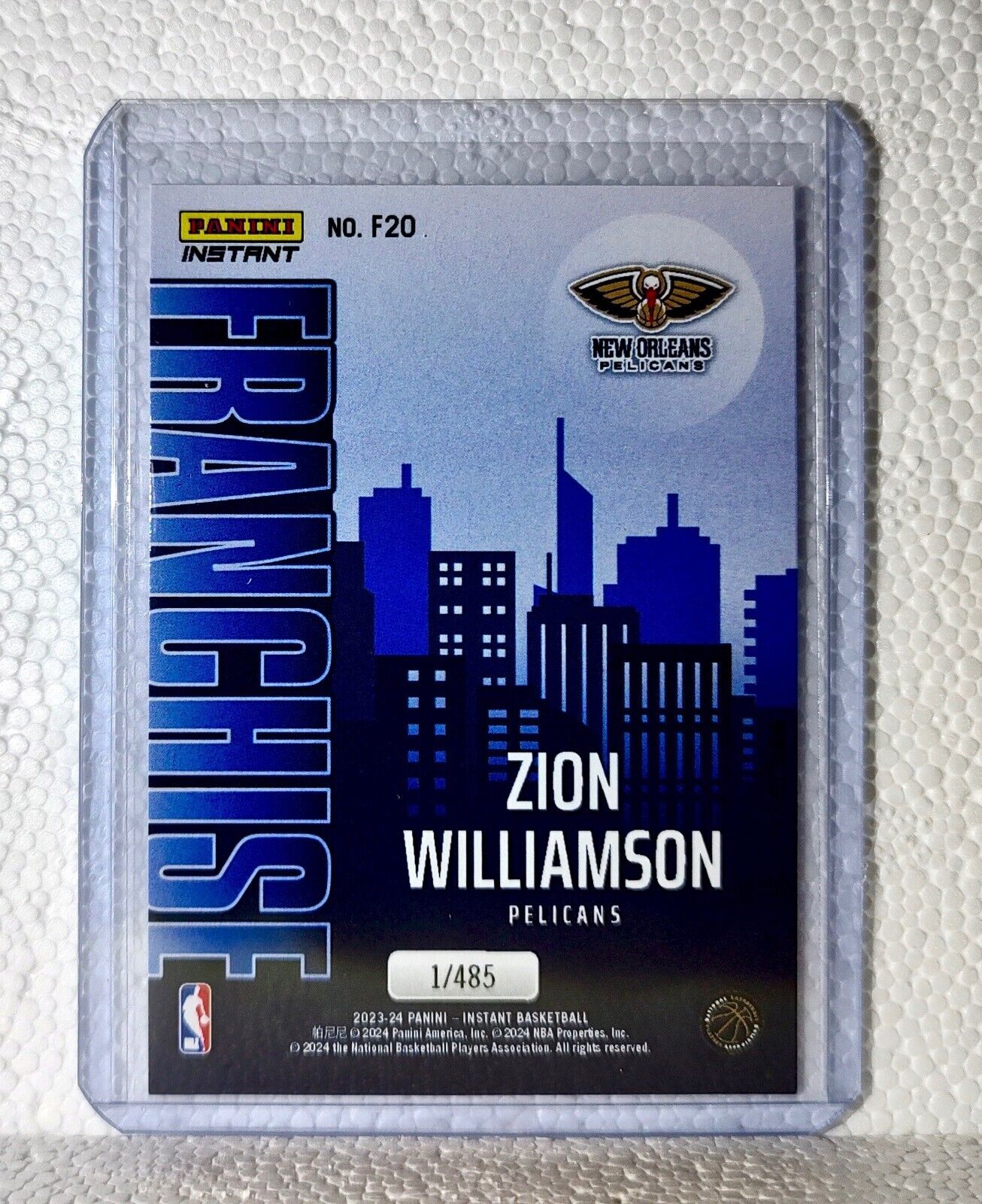 Zion Williamson 2023-24 NBA #20 Franchise Basketball Card Pelicans 1/485