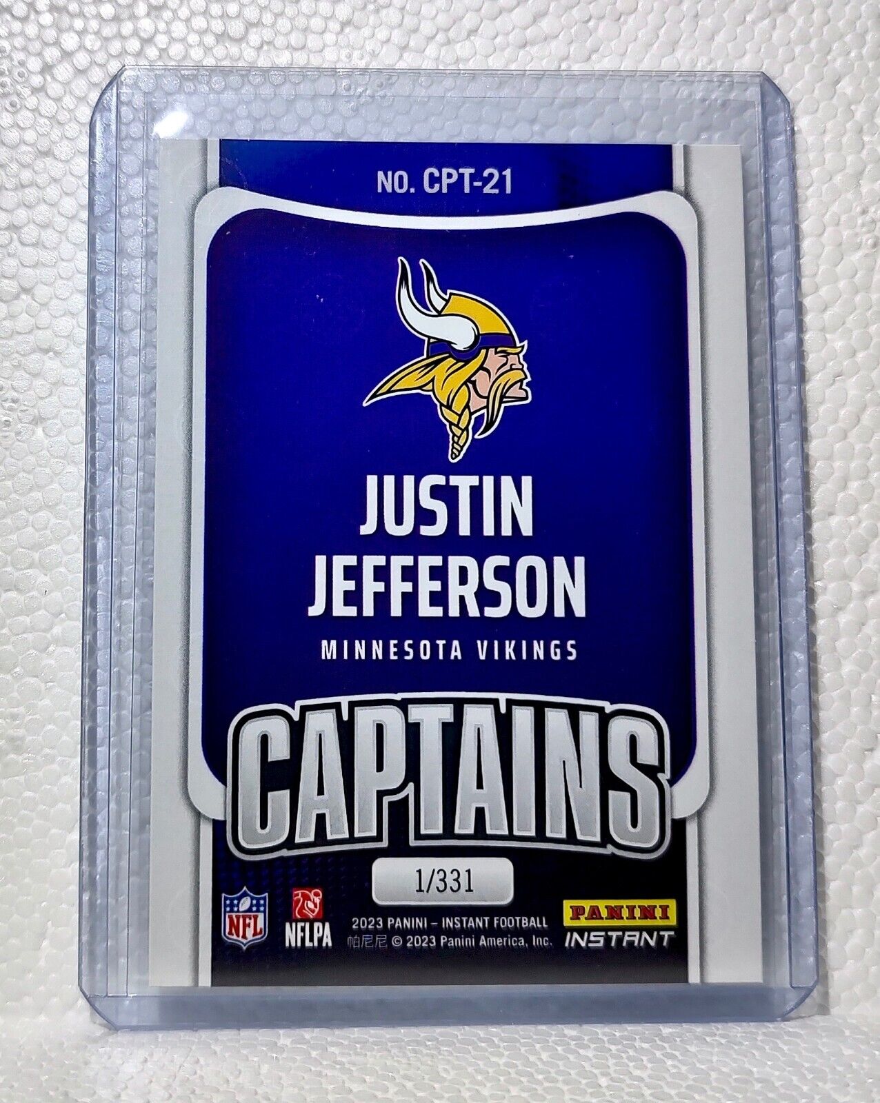 Justin Jefferson 2023 Panini NFL Captain #21 Football Card Vikings 1/331