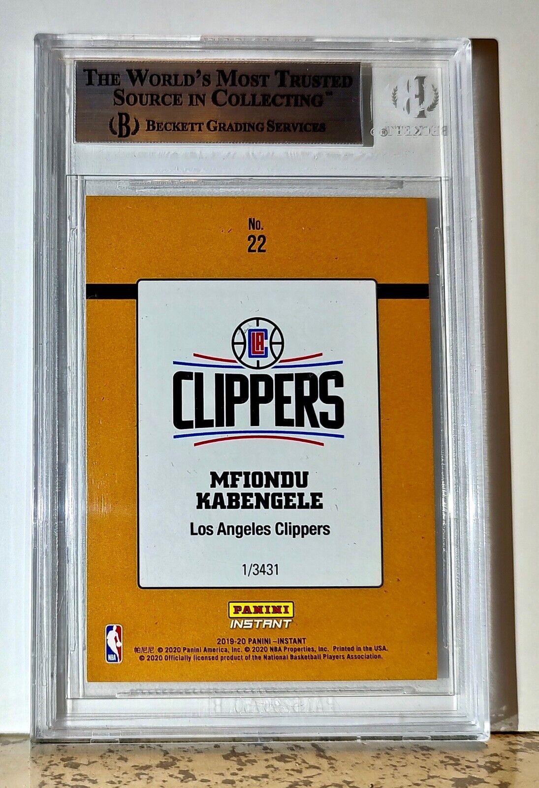 Mfiondu Kabengele 2019-20 Panini NBA #22 Rated Rookies 1/3431 BGS 9 LA Clippers