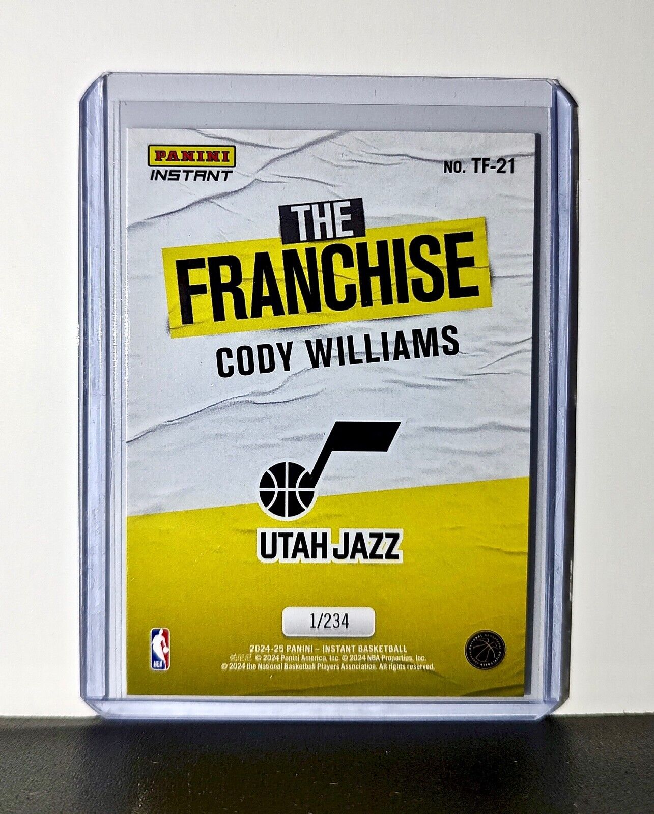 Cody Williams 2024-25 Panini The Franchise NBA #21 Rookie Card Utah Jazz 1/234
