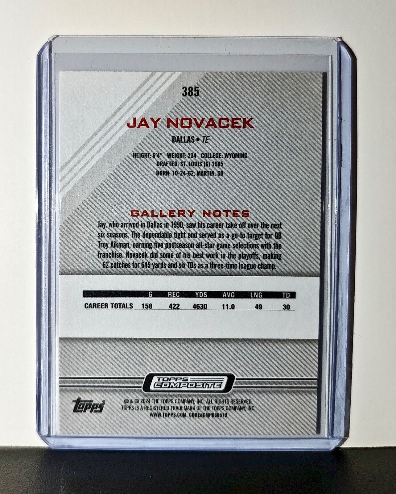 Jay Novacek 2023 Topps Gallery NFL #385 Card Dallas Cowboys