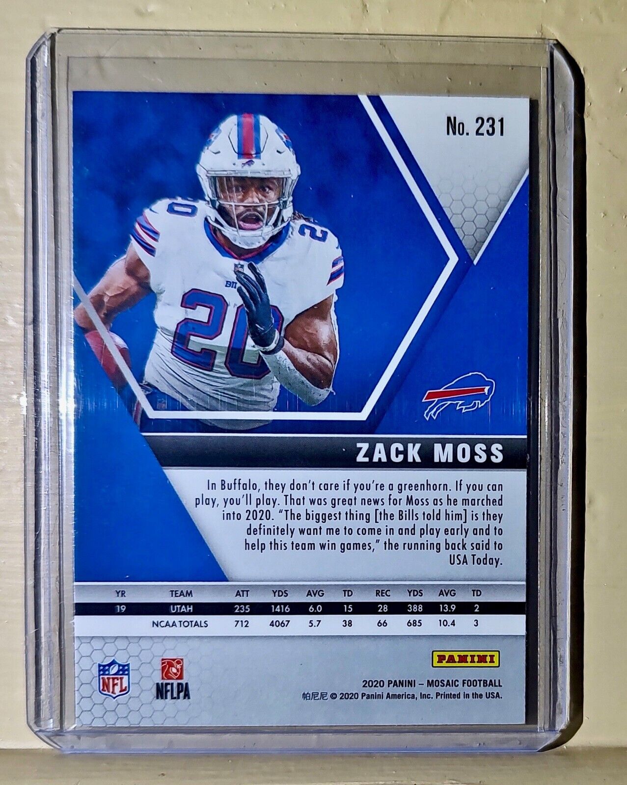 Zack Moss 2020 Panini Mosaic Football #308 NFL Rookie Card Bills