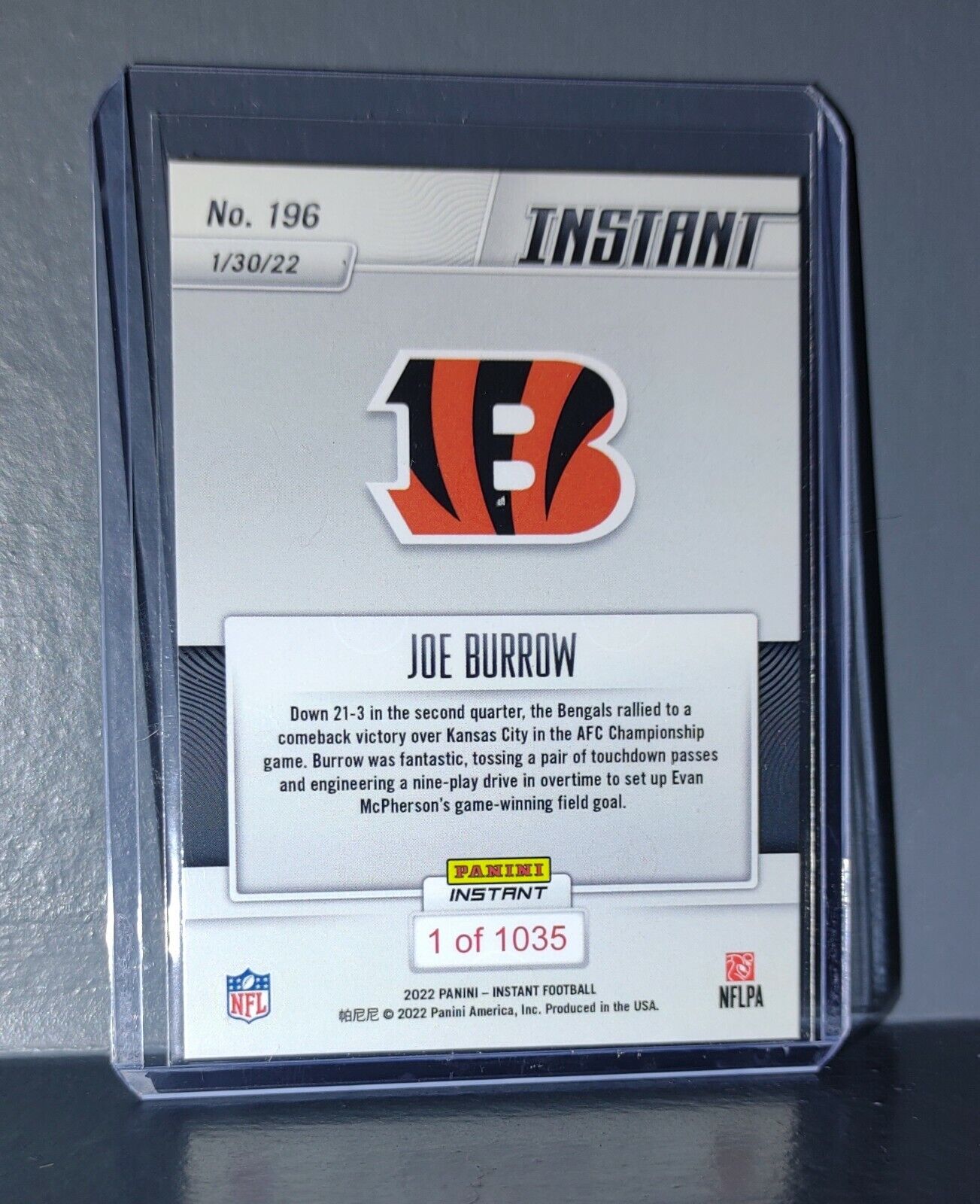 Joe Burrow NFL Panini Playoffs #196 Card 1 of 1035