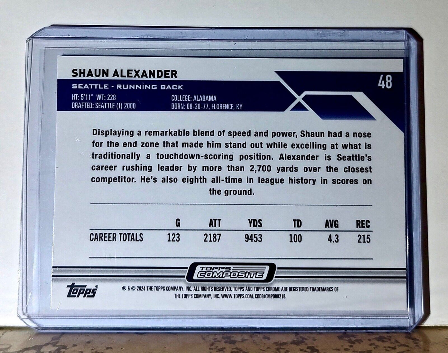 Shaun Alexander 2023 Topps Chrome NFL #48 Football Card Seattle Seahawks