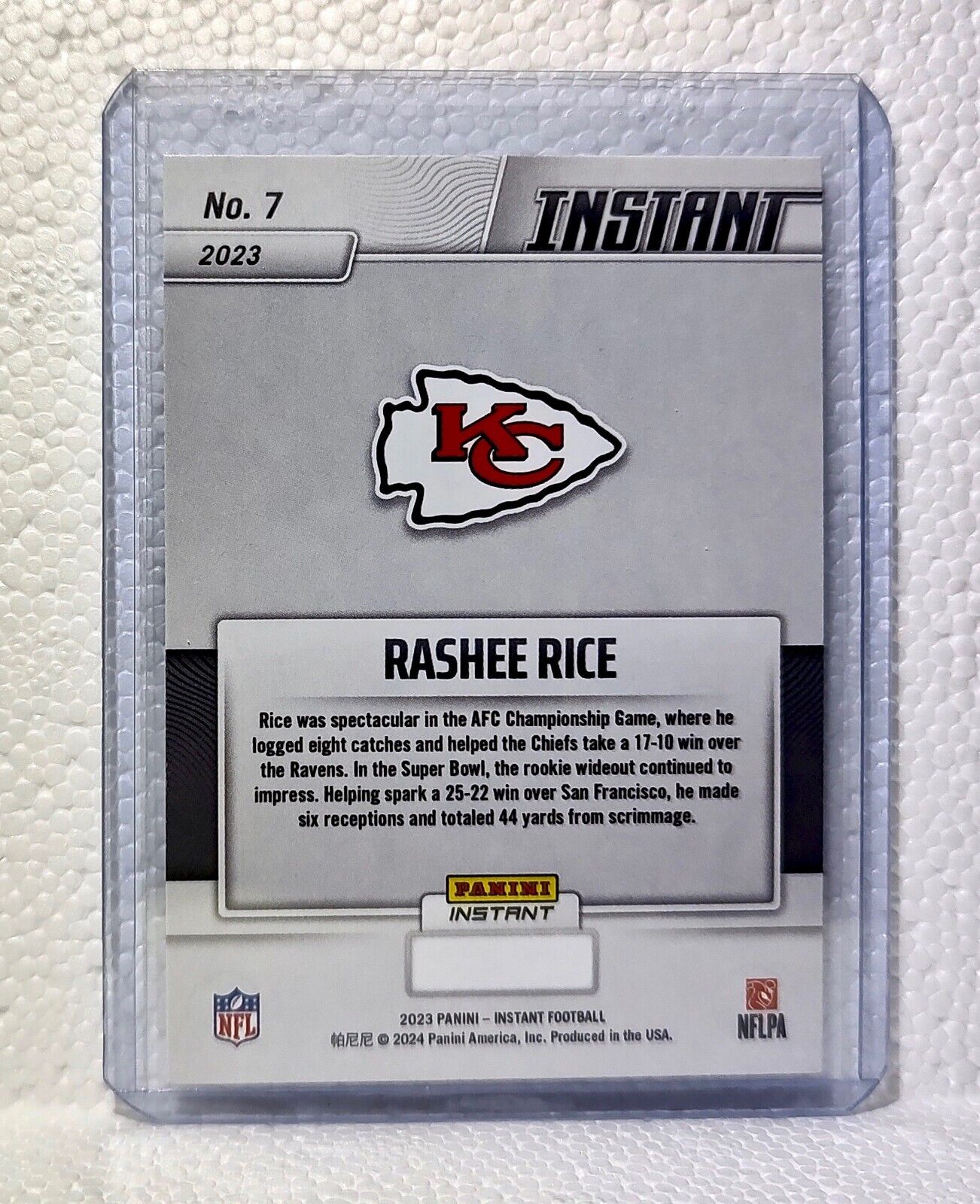 Rashee Rice 2023 Panini NFL Superbowl Champions #7 Card Kansas City Chiefs