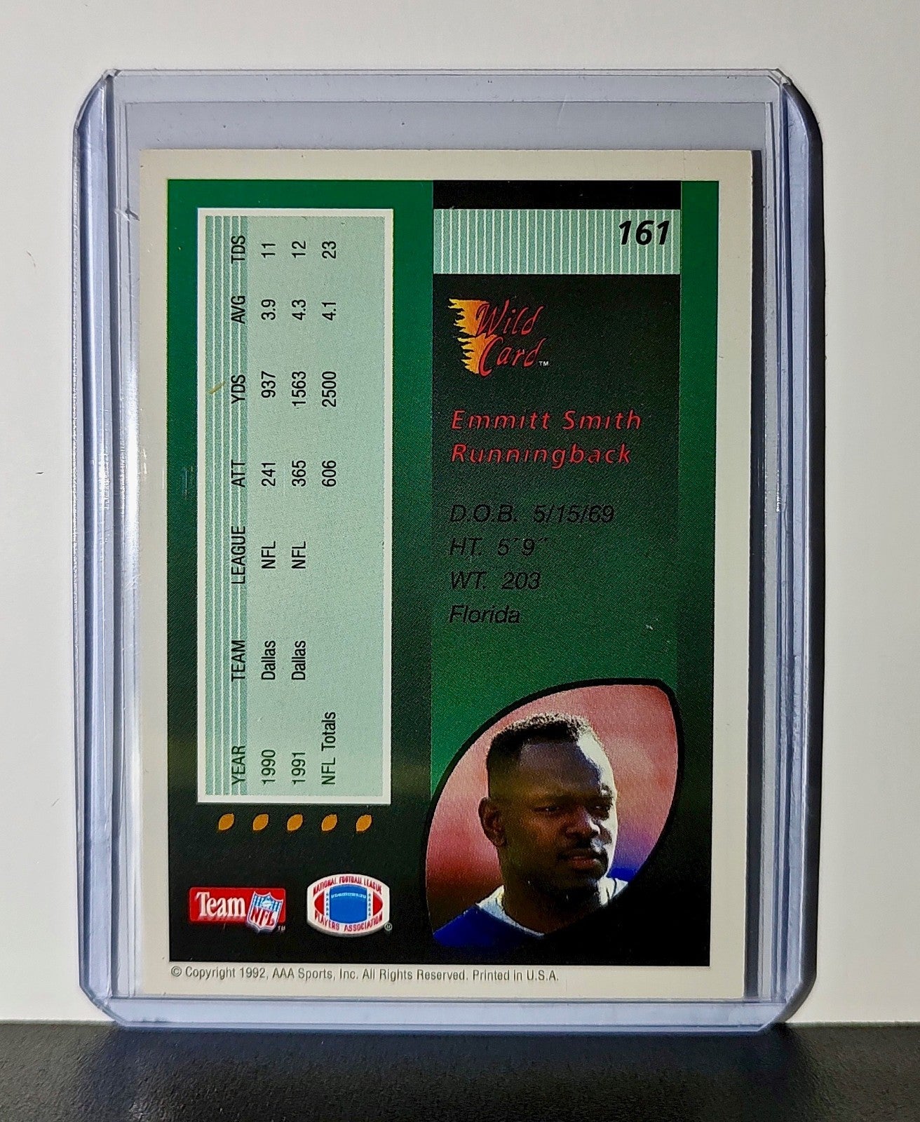 Emmitt Smith 1992 Wild Card NFL #161 Card Dallas Cowboys