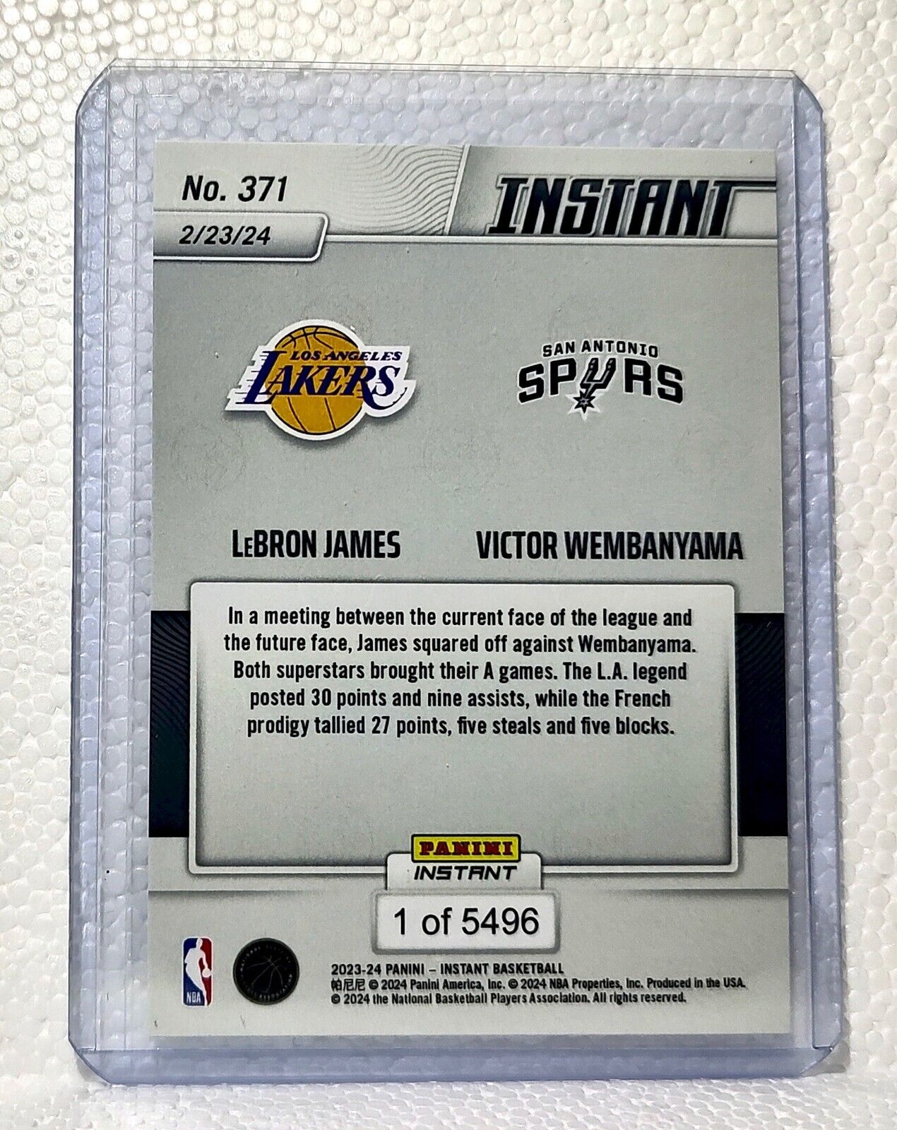 Lebron James / Victor Wembanyama 2023-24 Panini #371 NBA Rookie Card 1 of 5496