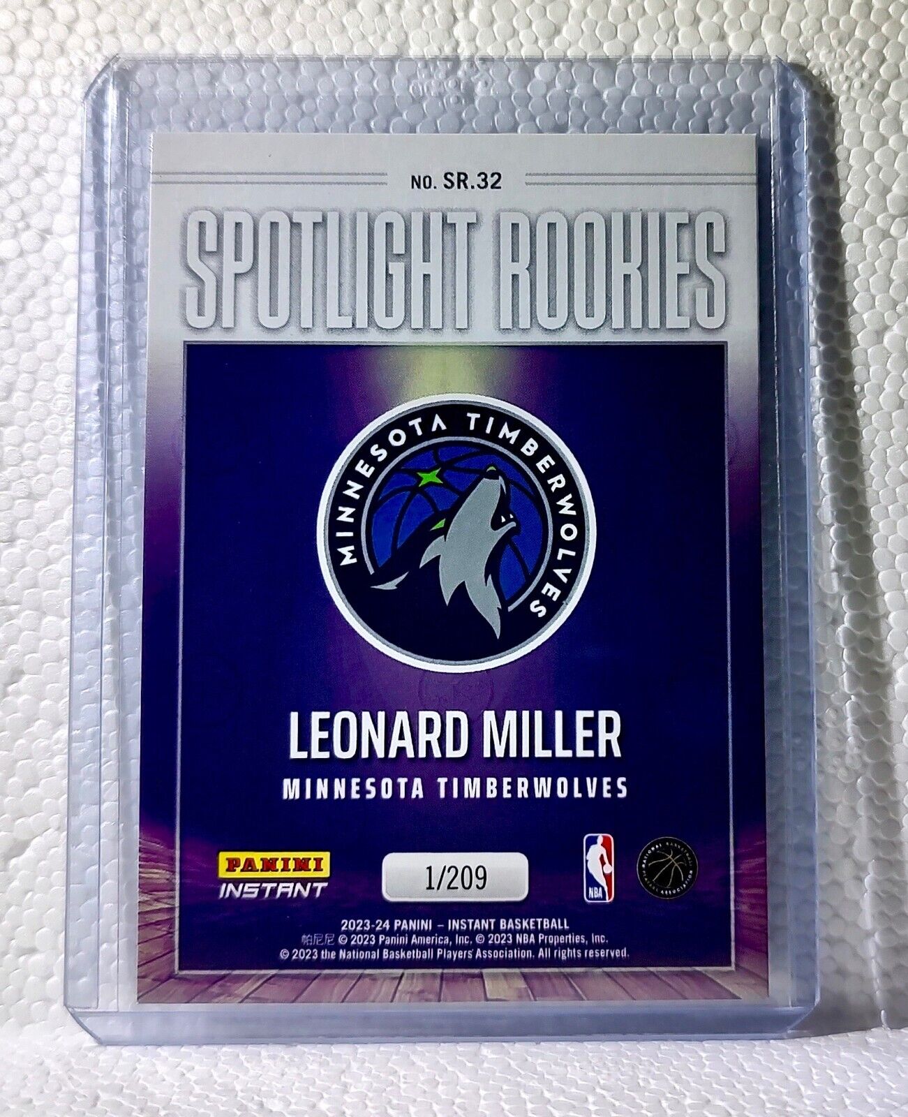 Leonard Miller 2023-24 Panini #32 NBA Spotlight Rookies Card Timberwolves 1/209