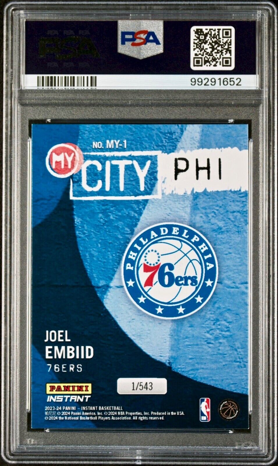 Joel Embiid 2023 Panini MyCity NBA #MY-1 Basketball Card PSA 9 Mint
