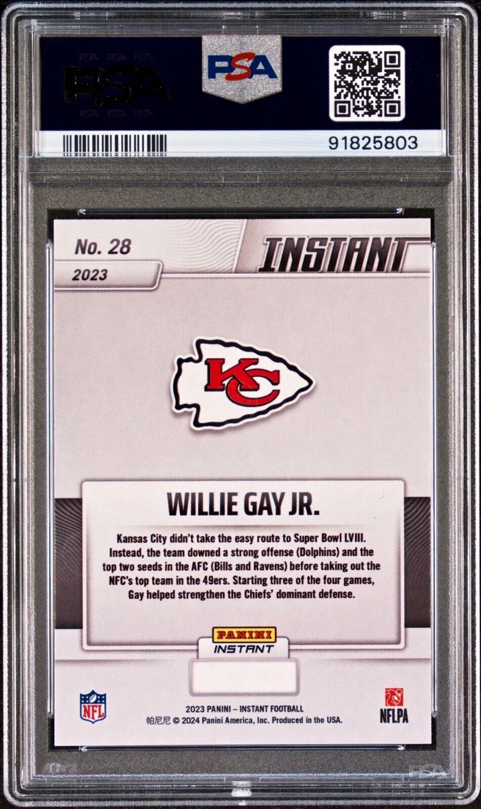 Willie Gay Jr. 2023 Panini NFL Superbowl Champions #28 Card PSA 10 Gem Mint