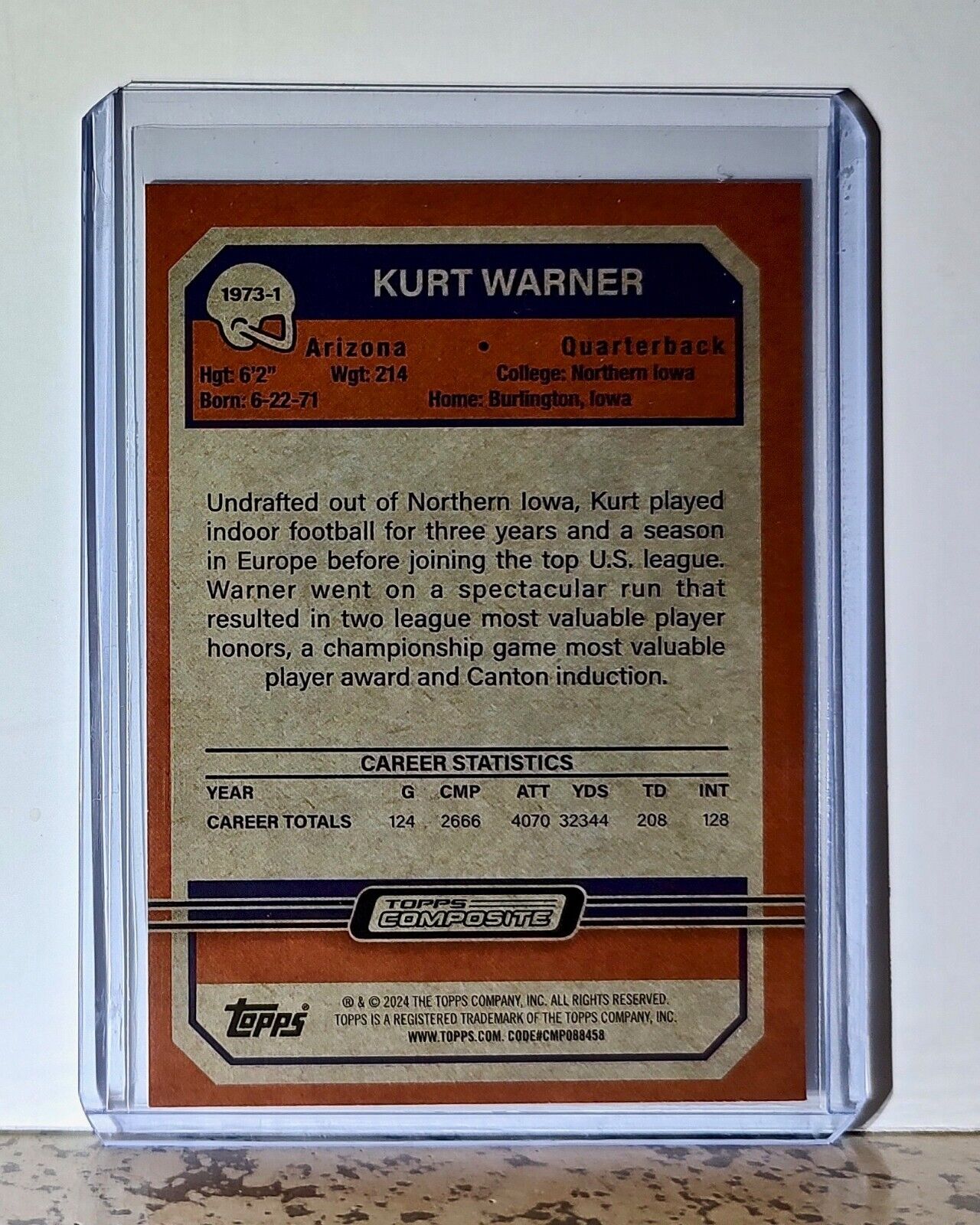 Kurt Warner 2023 Topps 1973 NFL #1973-1 Football Card Arizona Cardinals