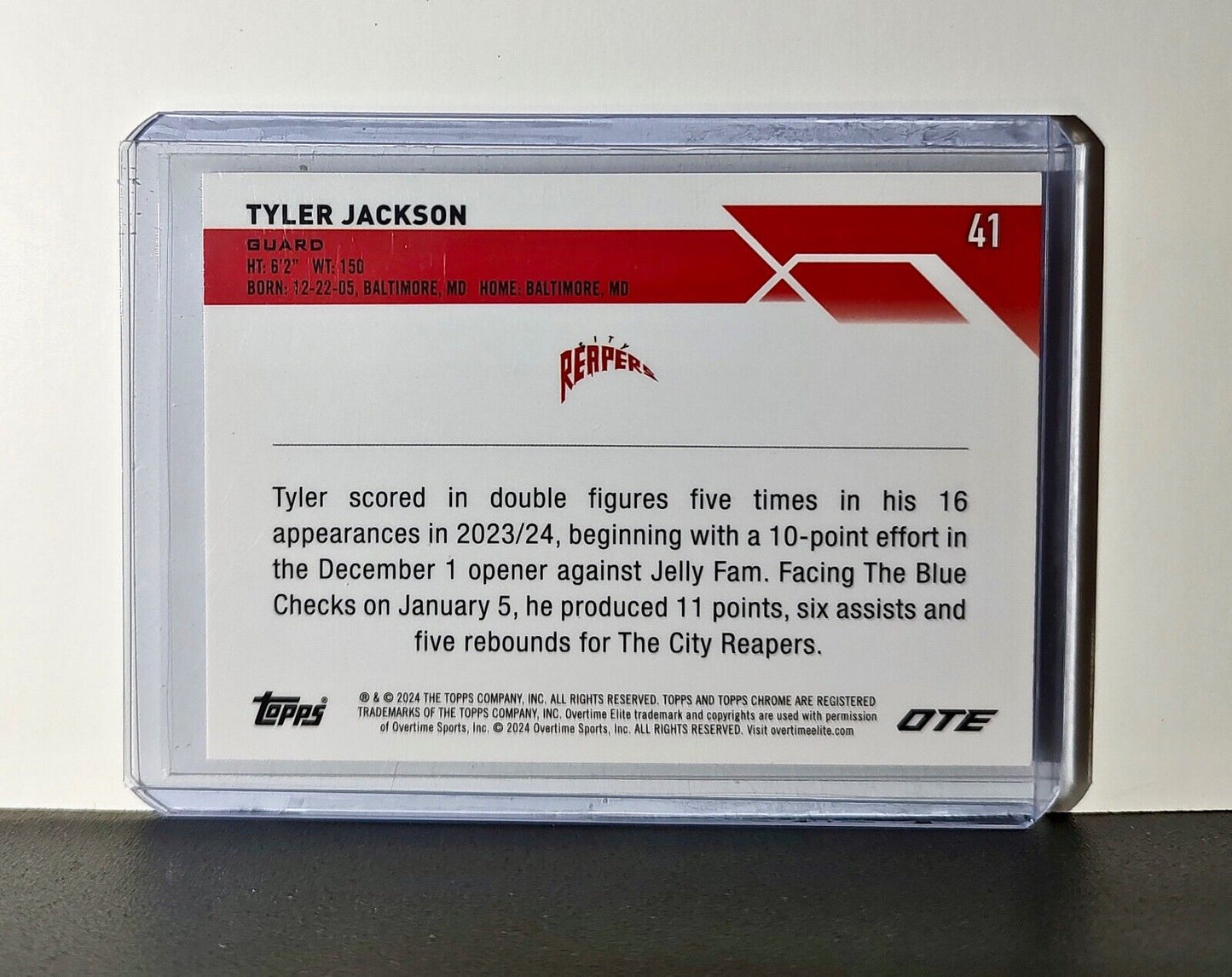 Tyler Jackson Rookie Card 2023-24 Topps Chrome Overtime #41 City Reapers