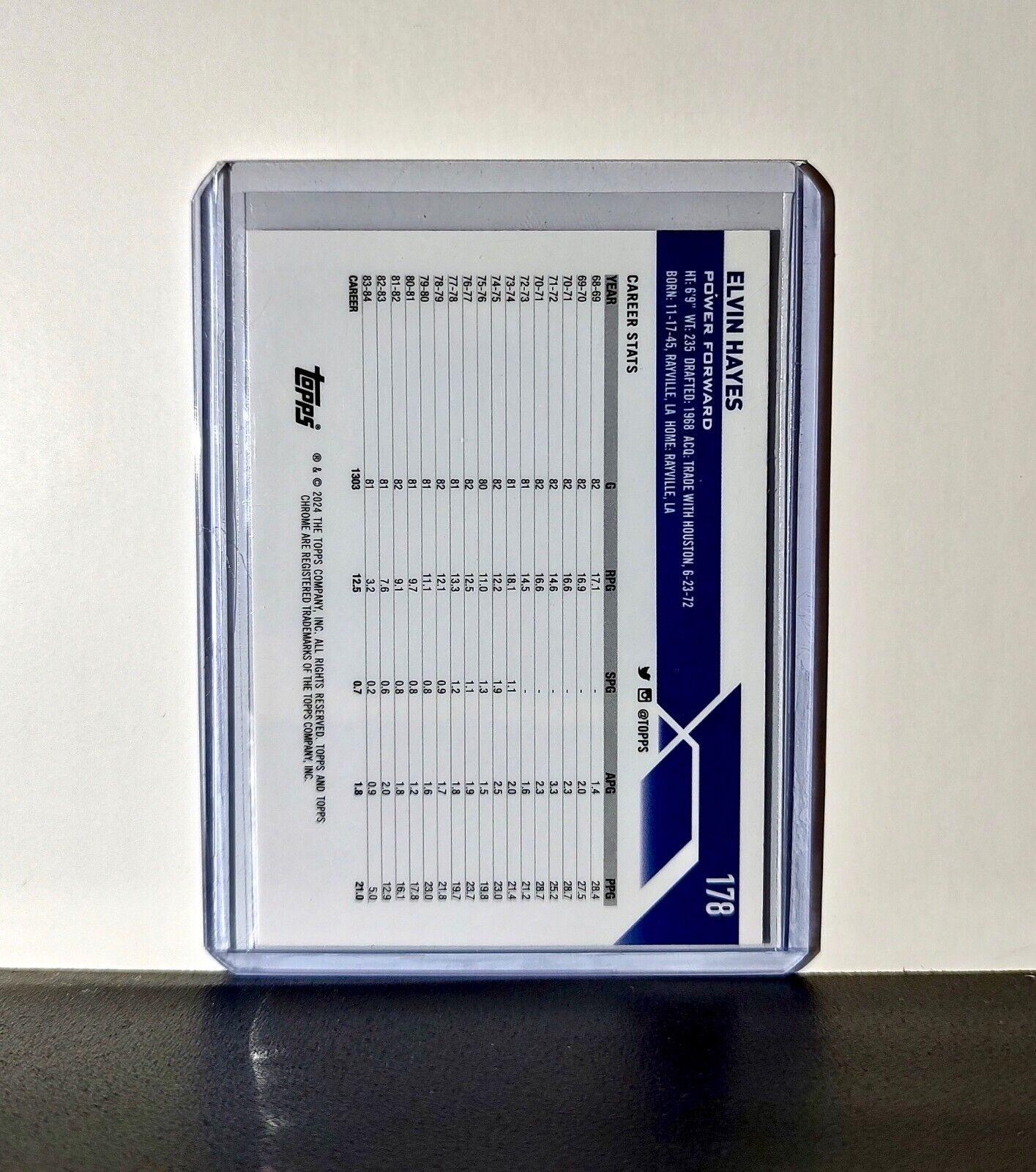 Elvin Hayes 2023-24 Topps Chrome NBA #178 Card Washington Wizards