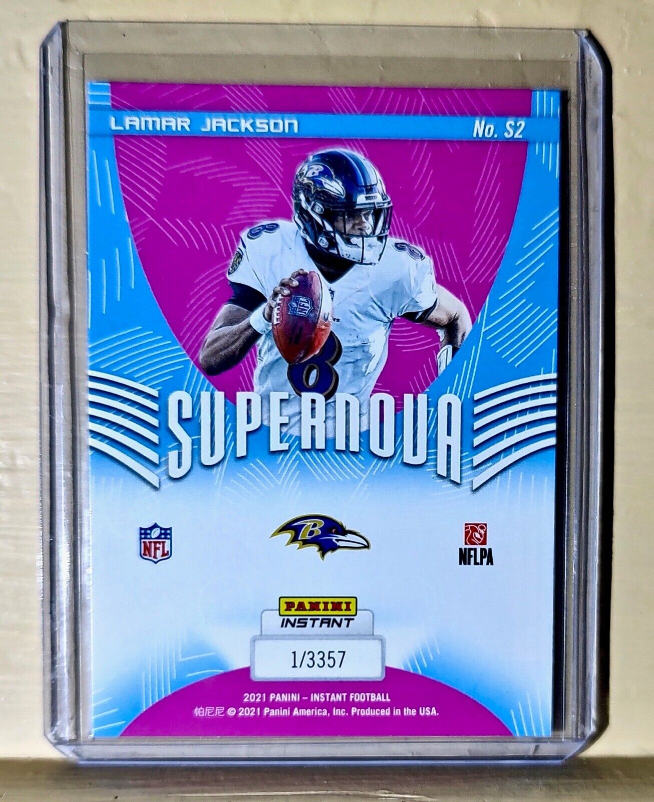 Lamar Jackson 2021 Panini NFL Instant Supernova #2 Football Card 1 of 3357