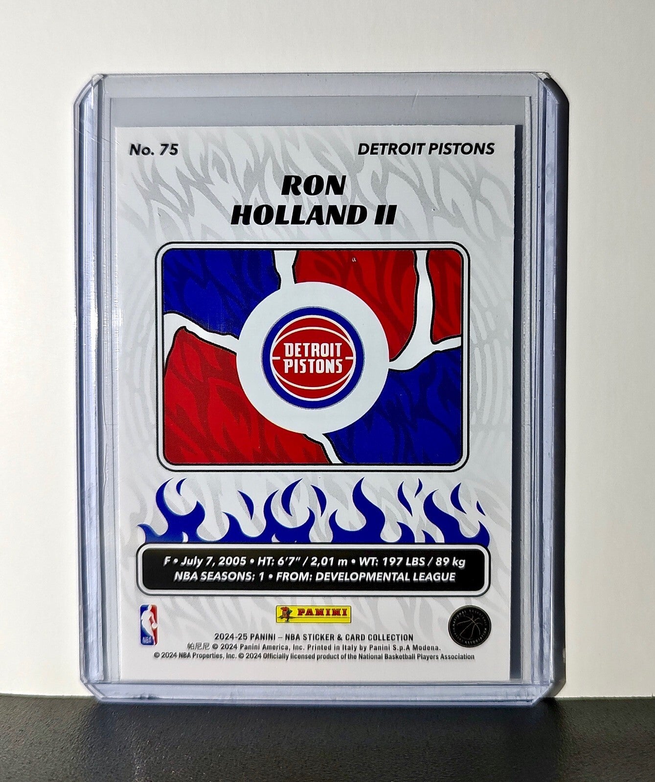 Ron Holland II Rookie 2024-25 Panini NBA #75 Sticker Card Detroit Pistons