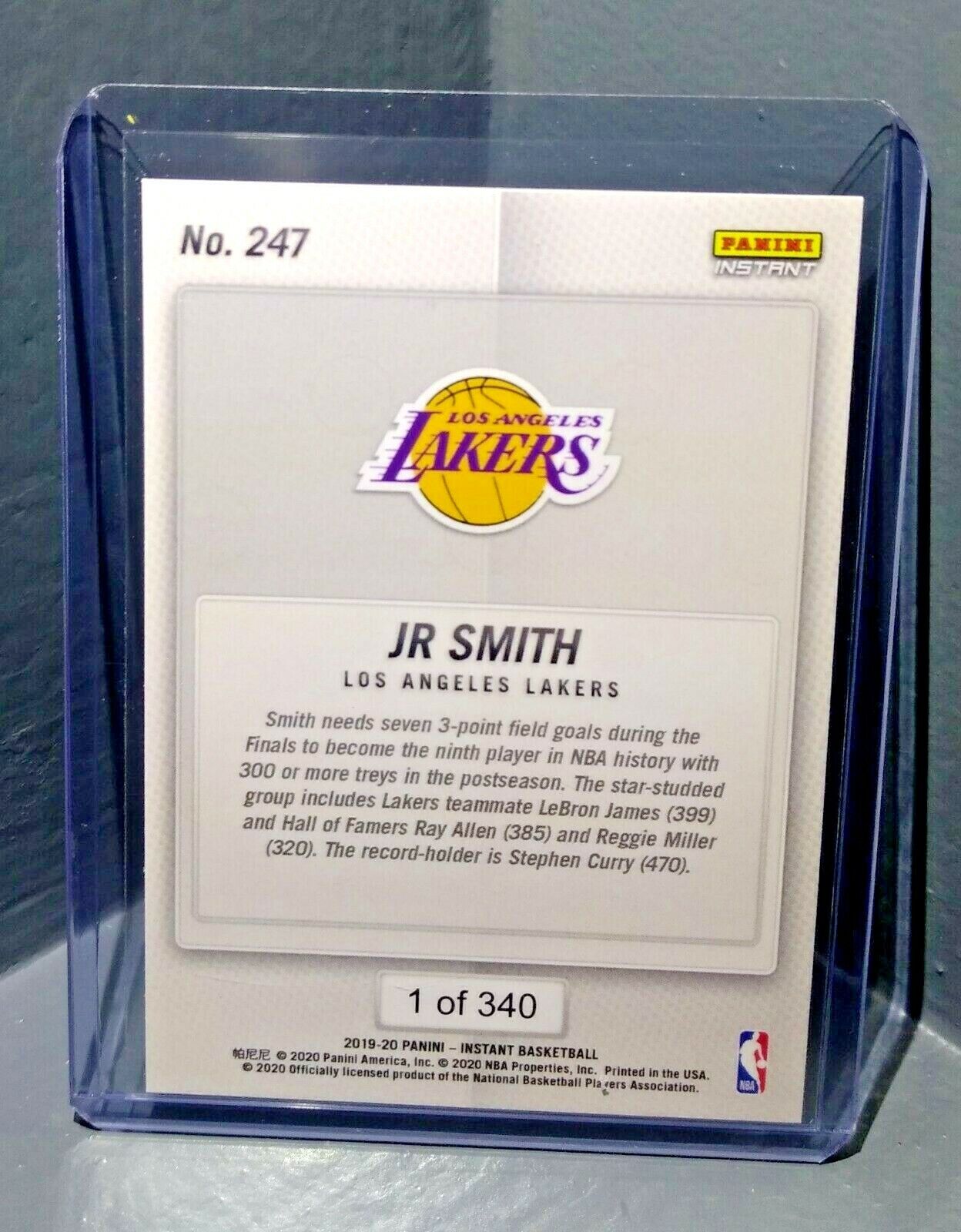 JR Smith 2019-2020 Panini NBA Instant Lakers #247 Basketball Card 1 of 340