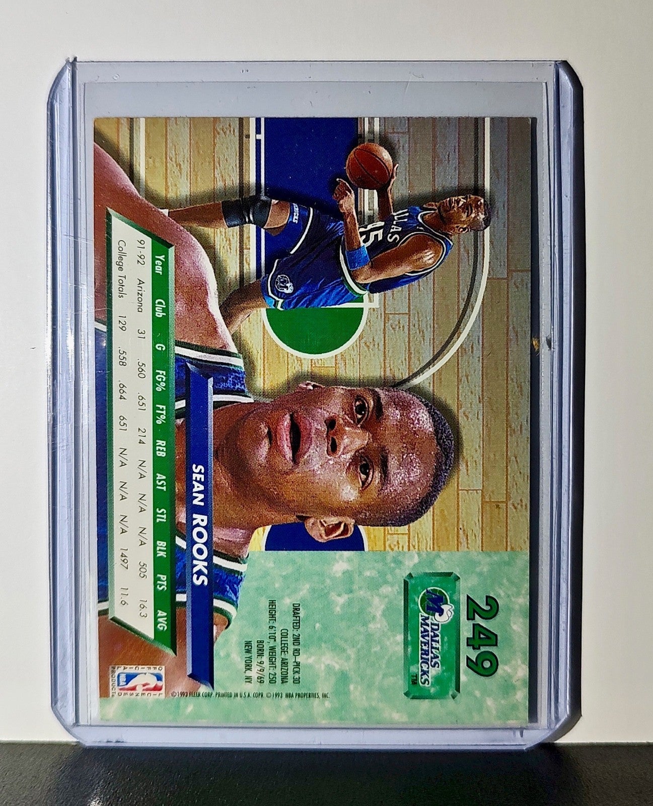 Sean Rooks Rookie 1992-93 Fleer Ultra NBA #249 Card Dallas Mavericks