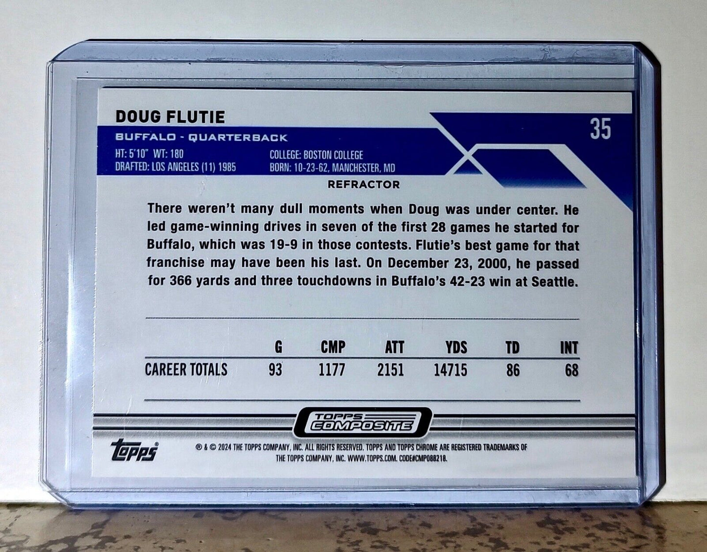 Doug Flutie 2023 Topps Chrome Refractor NFL #35 Football Card Buffalo Bills