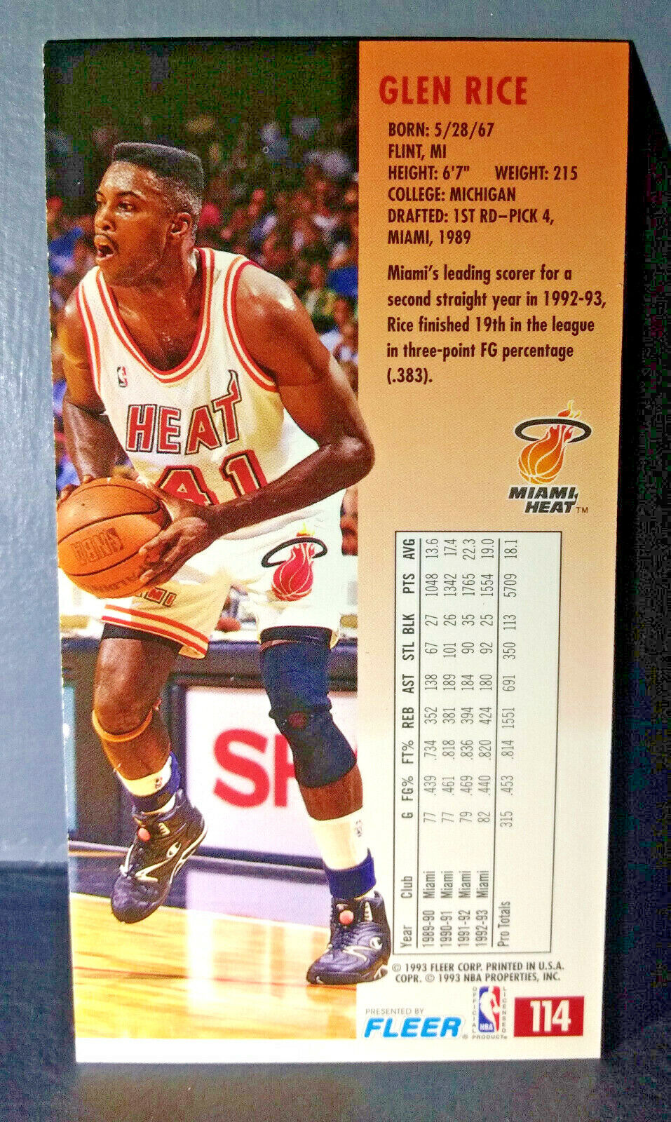 1993-94 Glen Rice #114 Fleer NBA Jam Session Basketball Card